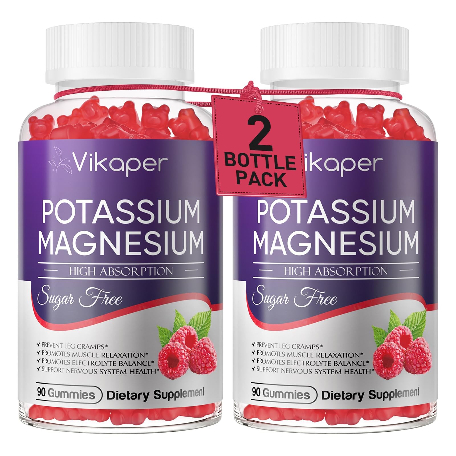 Potassium Magnesium Gummies 1200 mg for Adults 180 Count (Pack of 1)