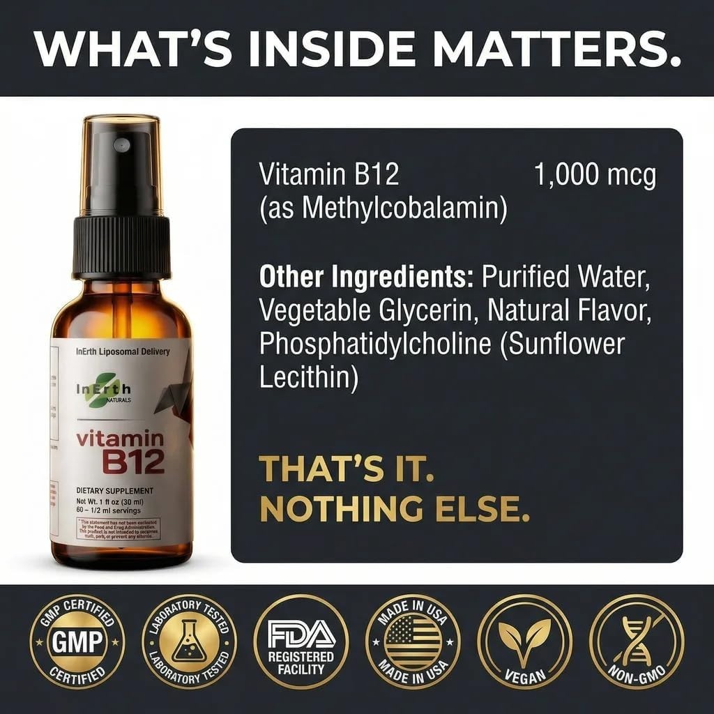 Liposomal Vitamin B12 Sublingual Spray 1000 mcg Methylcobalamin 08/26