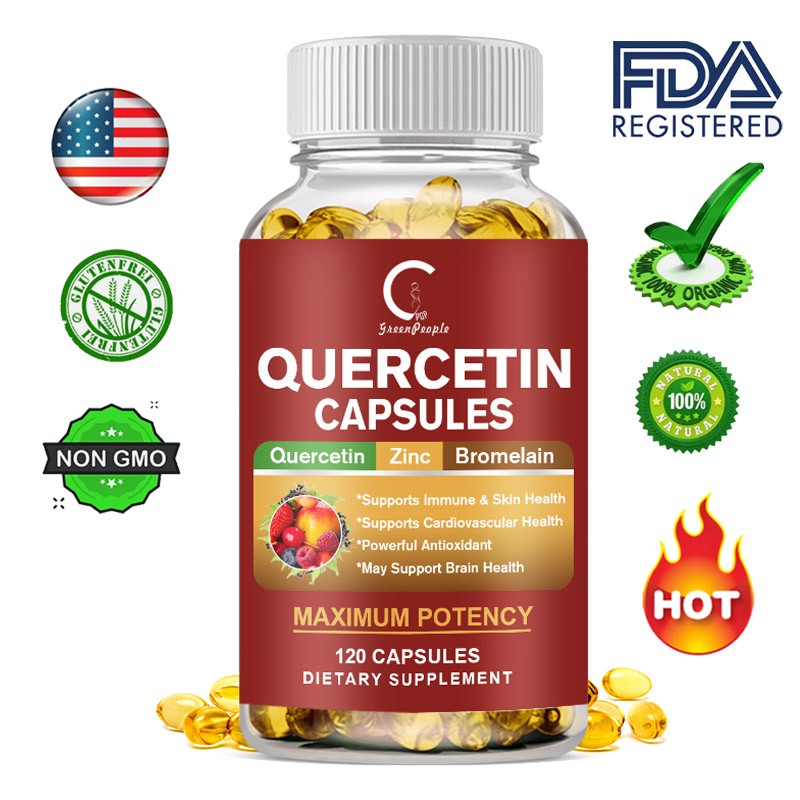 Quercetin with Bromelain & Zinc 1000mg per Serving, 120 Vegetarian Capsules