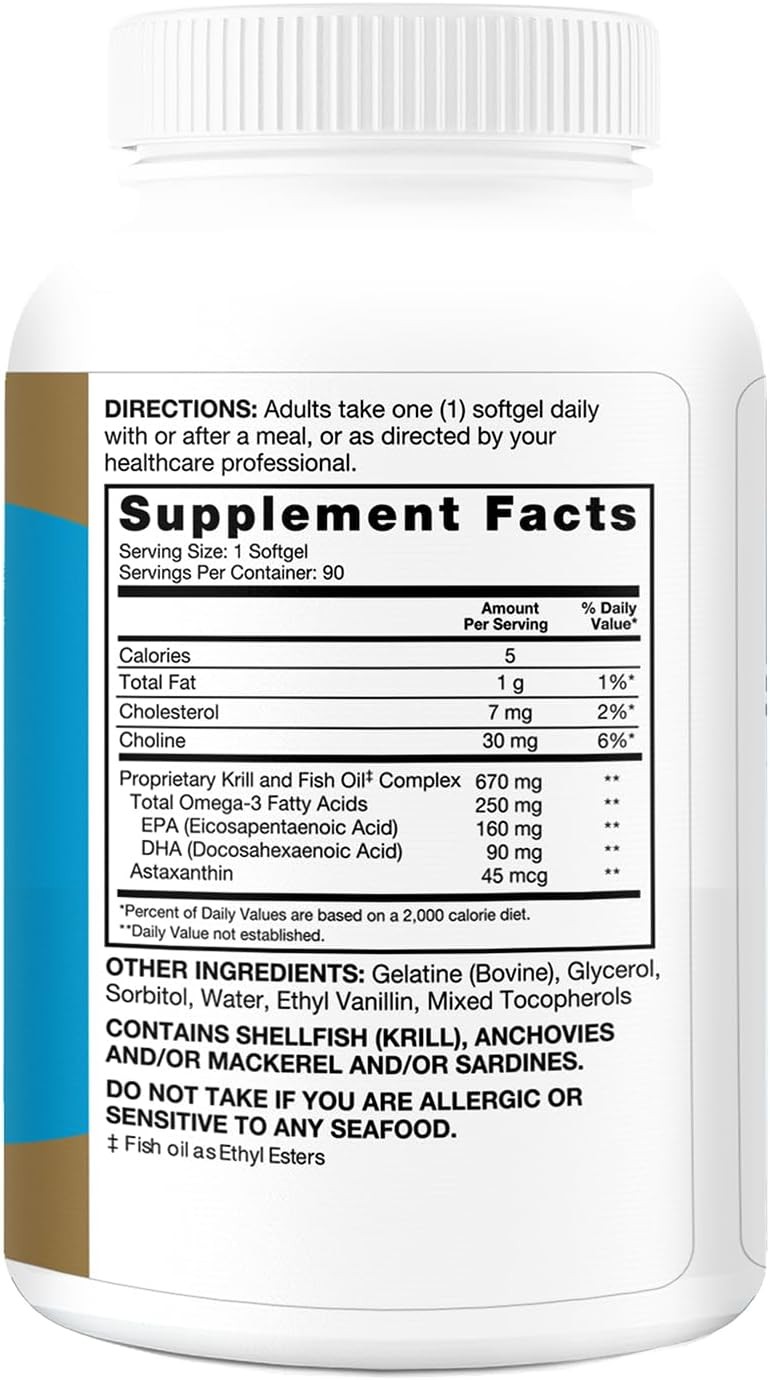 Qunol Advanced Omega 3 Krill and Fish Oil Complex, 10x Better Bioavailability, O