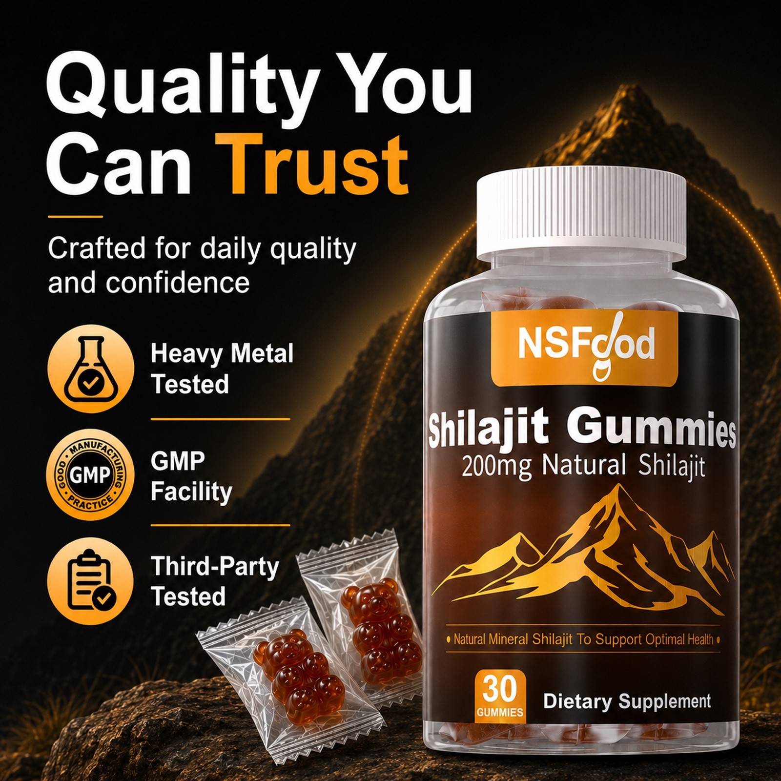 Pure Himalayan Shilajit Gummies No Added Sugar / 60 gummies High Potency 2 pack