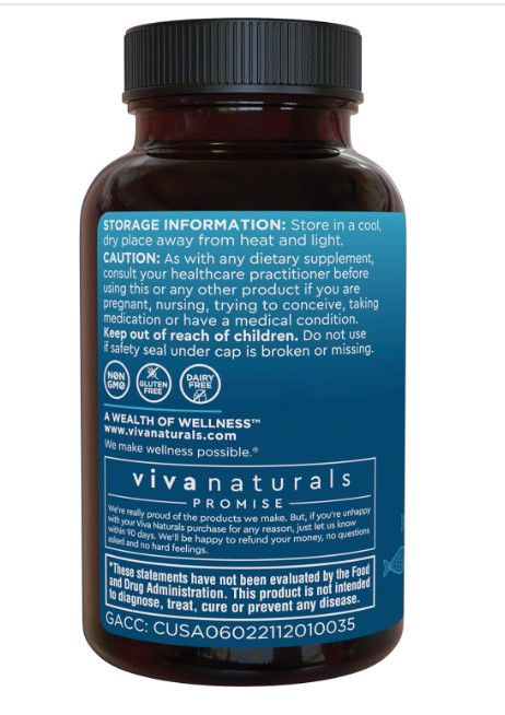 Viva Naturals Triple Strength Omega 3 Fish Oil Supplement – 2500 mg Fish Oil wit