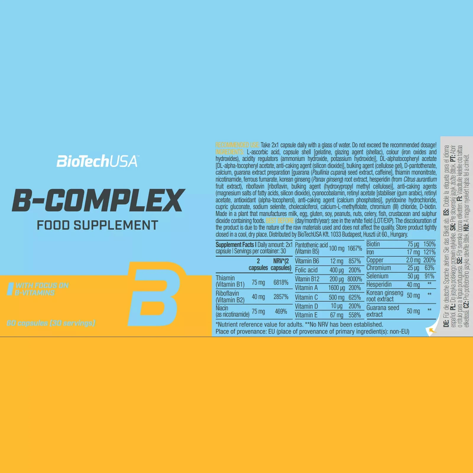 BIOTECH USA VITAMIN B-COMPLEX – Vitamins Supplement – Well-Being – Antioxidants