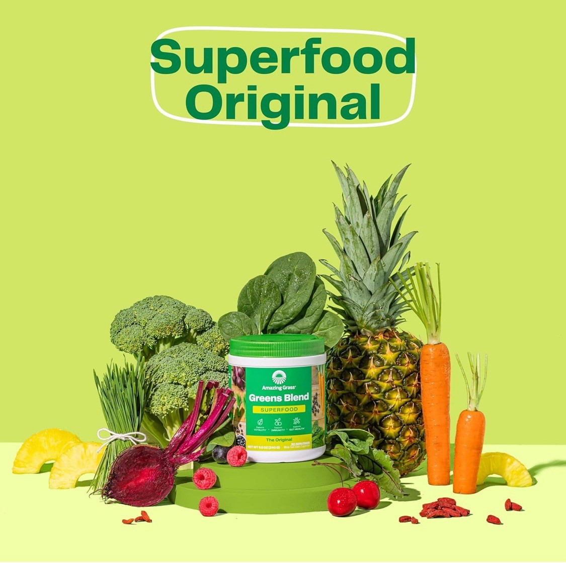 2 NEW Amazing Grass — Greens Blend Superfood — Original — 8.5 oz — 30 Servings