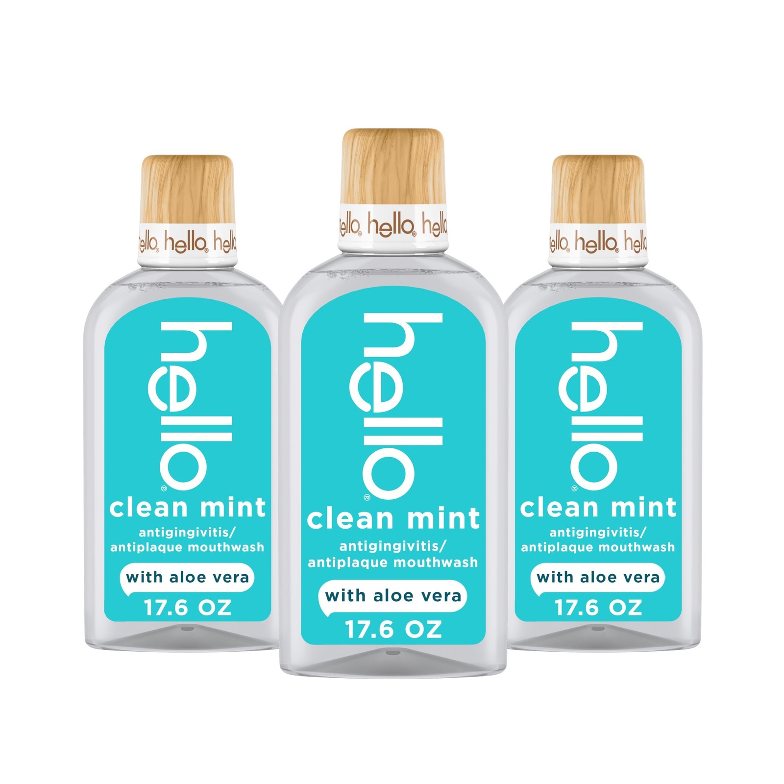 Hello Clean Mint Alcohol Free Mouthwash with Aloe Vera, 17.6 Fl… USA Fast Ship