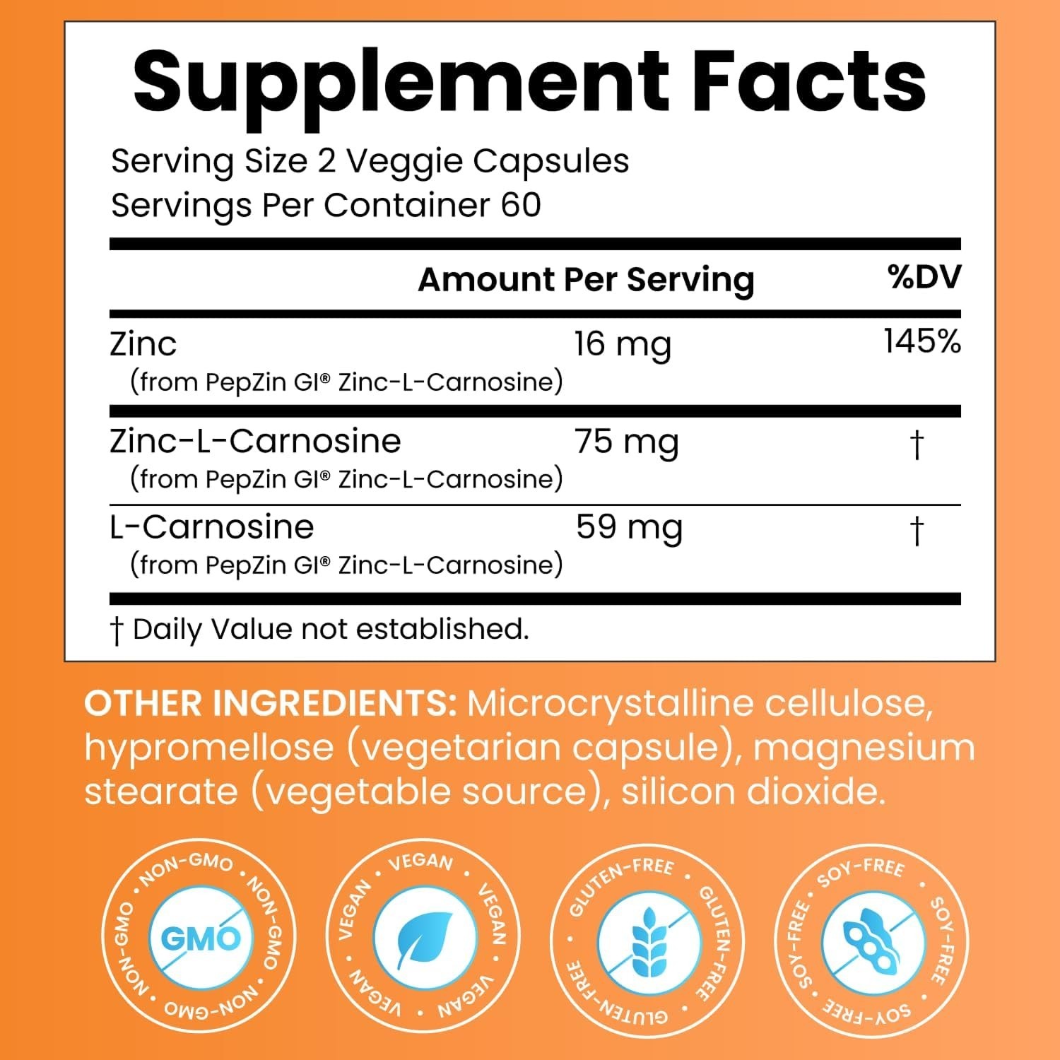 Doctors Best PepZin GI, Zinc-L-Carnosine Complex, Non-GMO, , Gluten Free