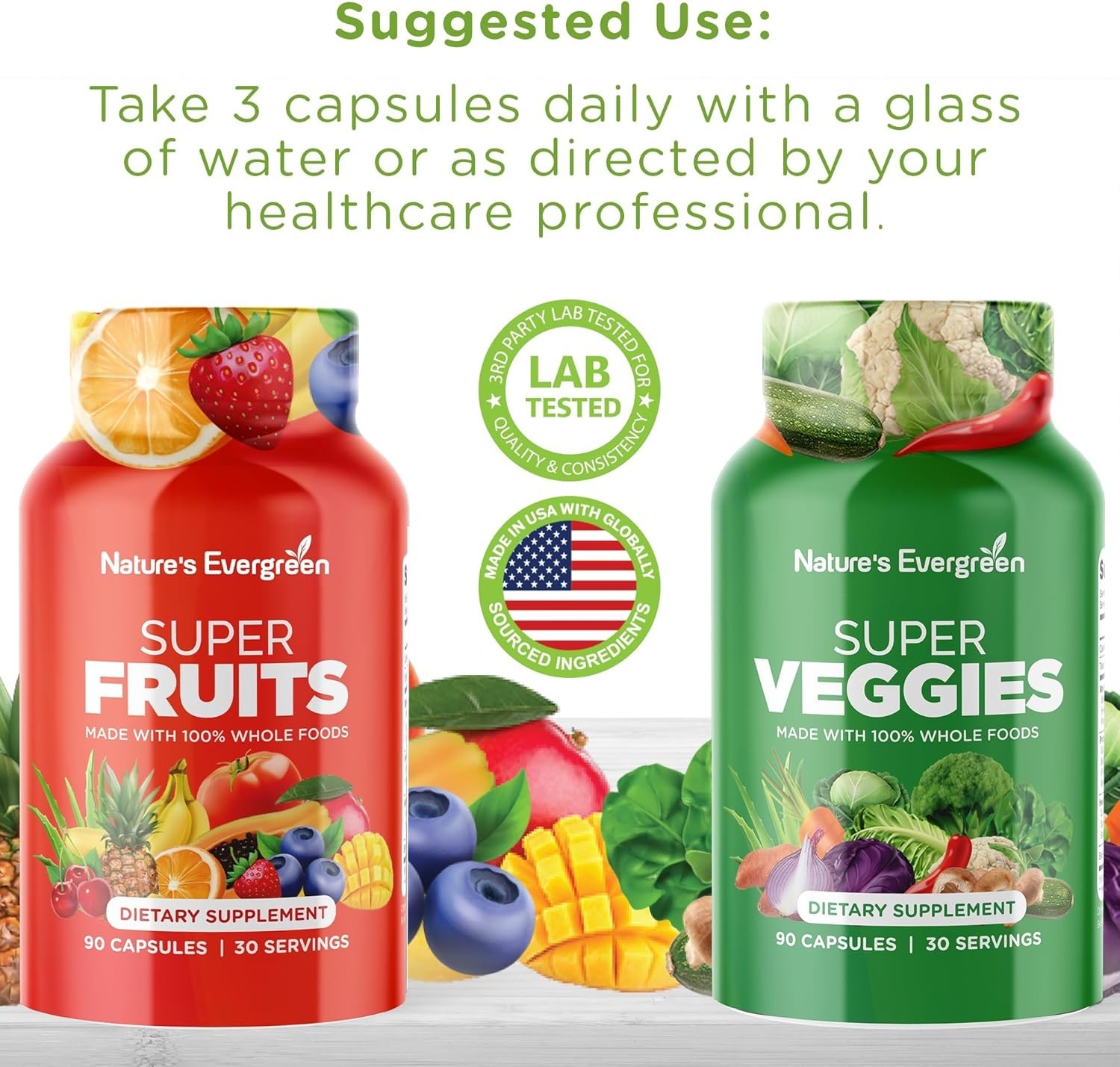 Fruits and Veggies, Vegetables Supplement Balance of Daily Nature (Pack of 2)