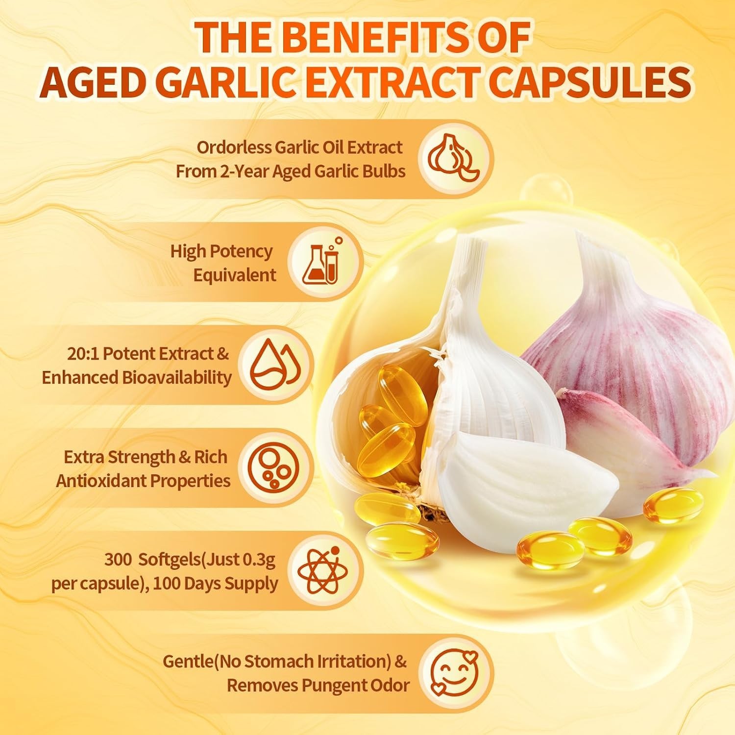 Aged Garlic Extract Odorless Energy 300 Softgels Ajo Envejecido Ajo Sin Olor