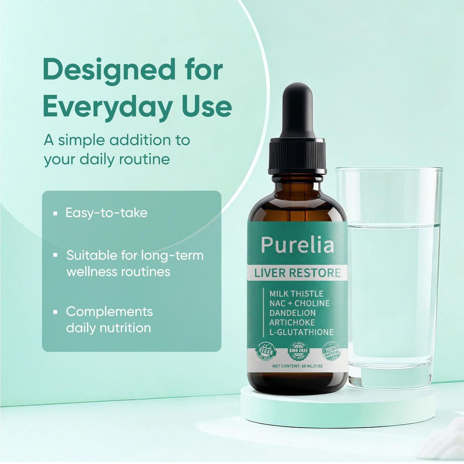 Purelia Liver Restore, full Liver Support Supplement With Milk Thistle 60ml