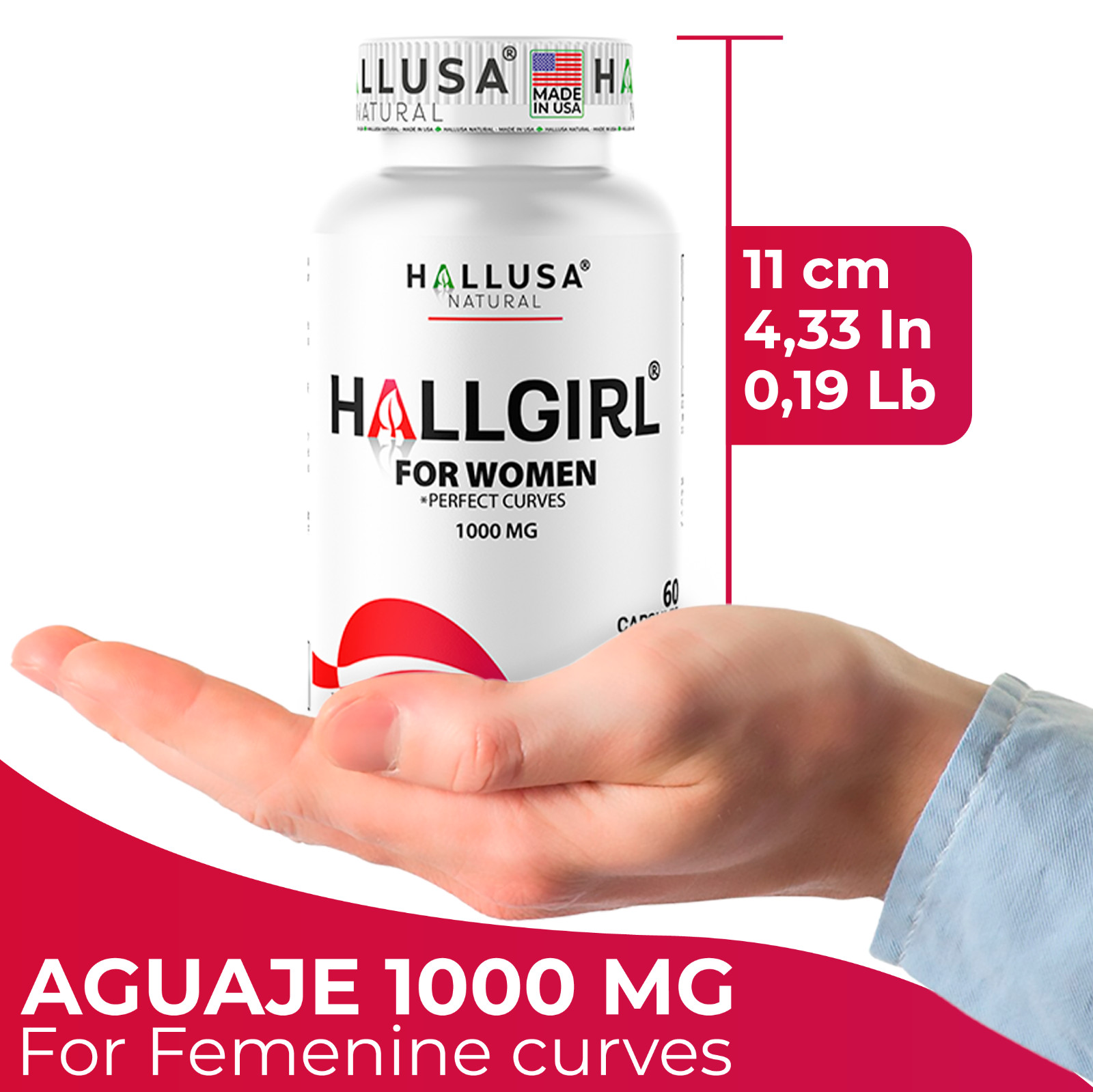 HALLGIRL – Aguaje for Curves – Buttocks Enhancement – Breast Growth – 60 Caps