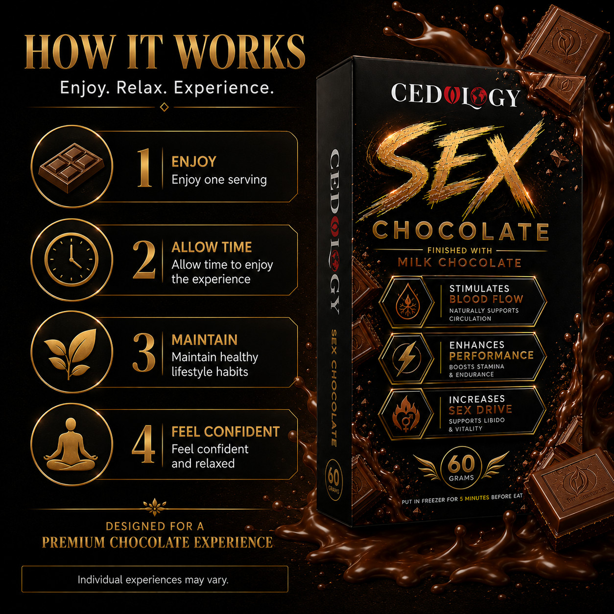 Cedulogy Herbal Wellness Chocolate for Men Milk Chocolate 60g Premium Formula