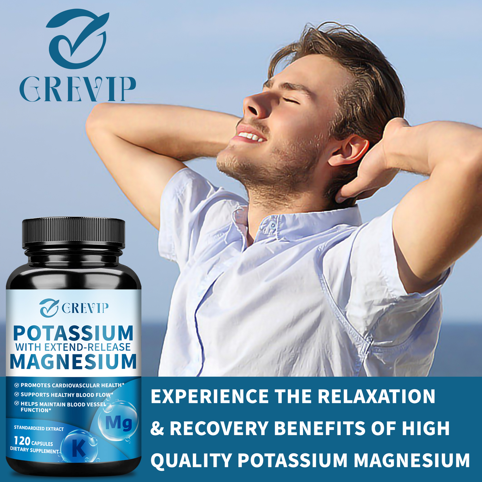 120pcs Potassium + Magnesium – Heart & Blood Pressure Support,Blood Circulation