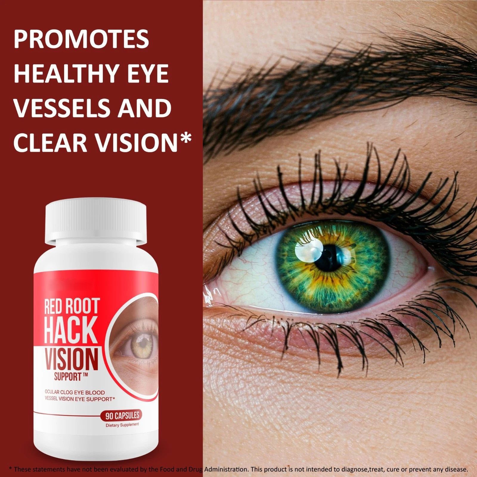 90 Count Portable Red Root Herbal Tablets for Daily Eye Antioxidant Wellness