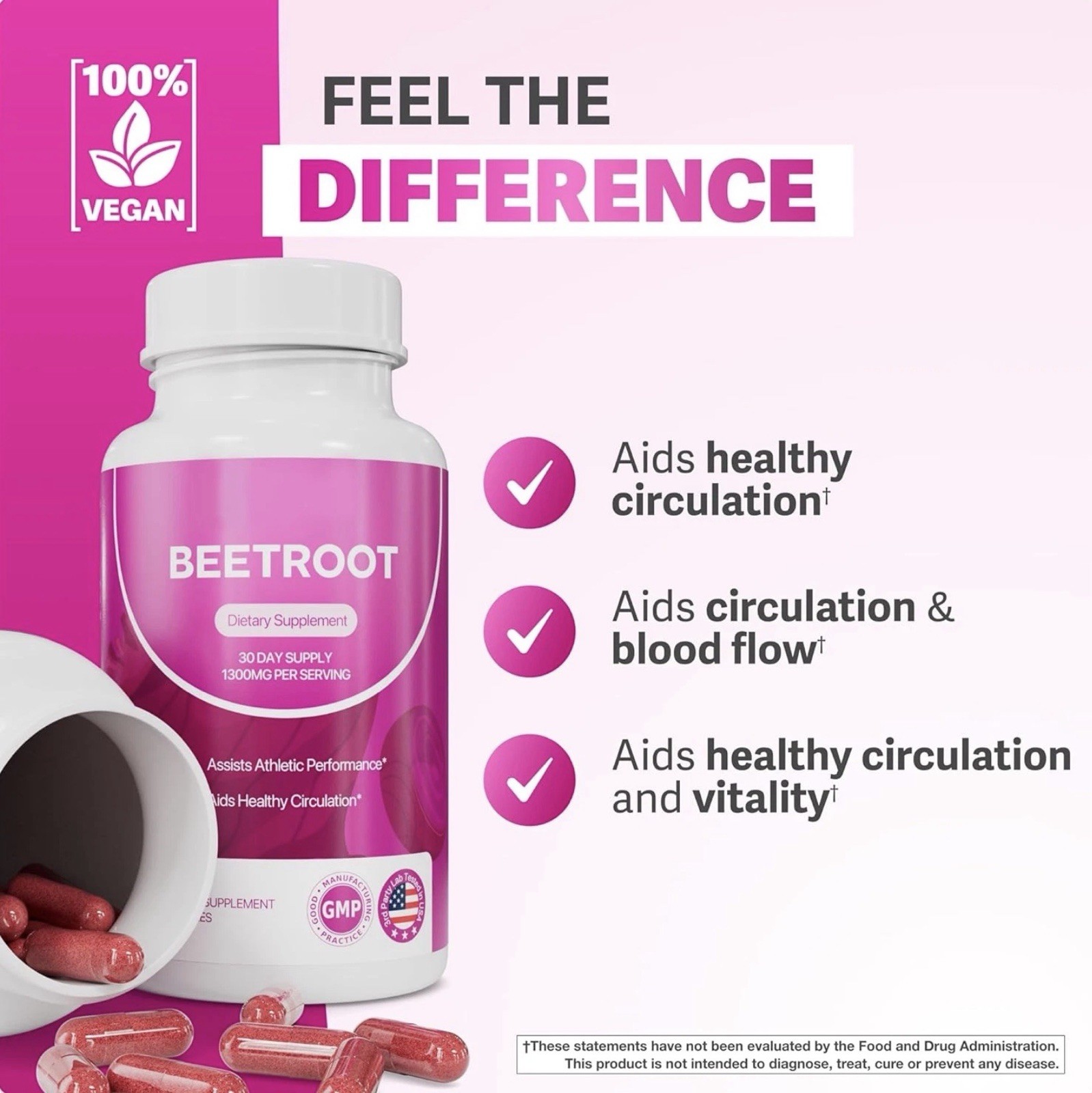 Rosabella Organic Beetroot 1300mg 60ct – Circulation & Vitality