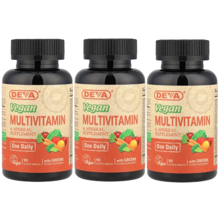 Deva Nutrition Vegan Multivitamin & Mineral – One Daily 90 Tabs Each (Pack of 3)