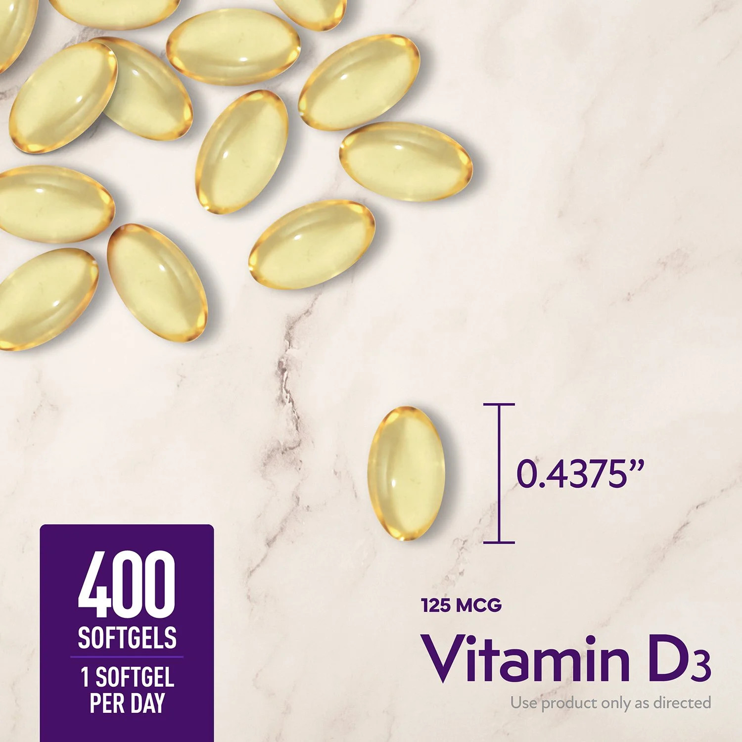 Vitamin D3 Softgels 5000 IU, 125 mcg, 400 count — Immune Health Support