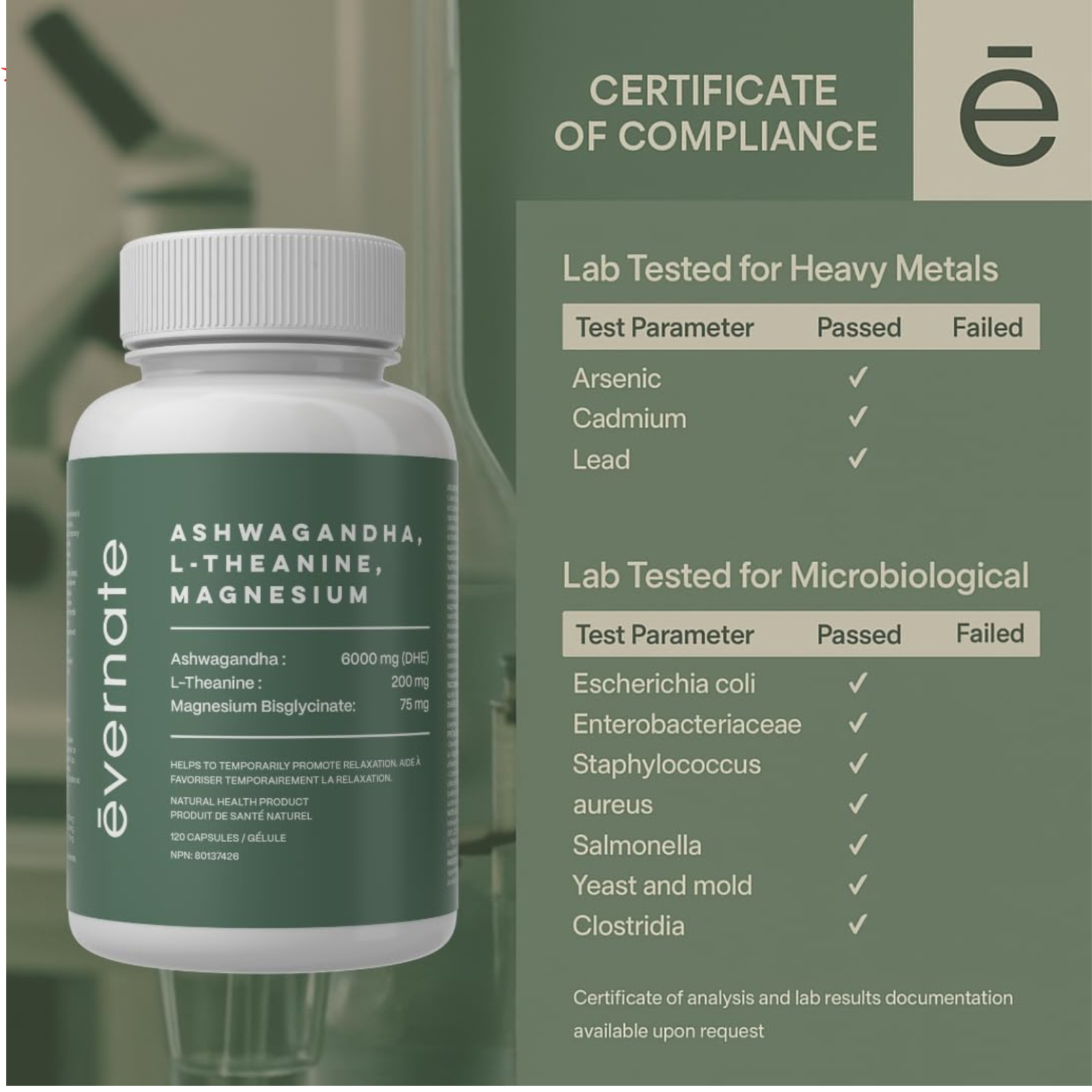 Ashwagandha 6000mg w L-Theanine 200mg Magnesium Bisglycinate 120 Ct Canada