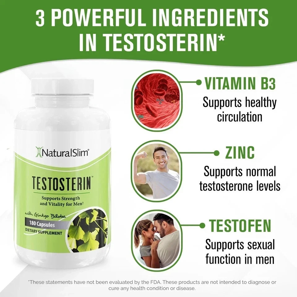 NaturalSlim Testosterin Men’s Multivitamins Testosterone Booster 180 capsules