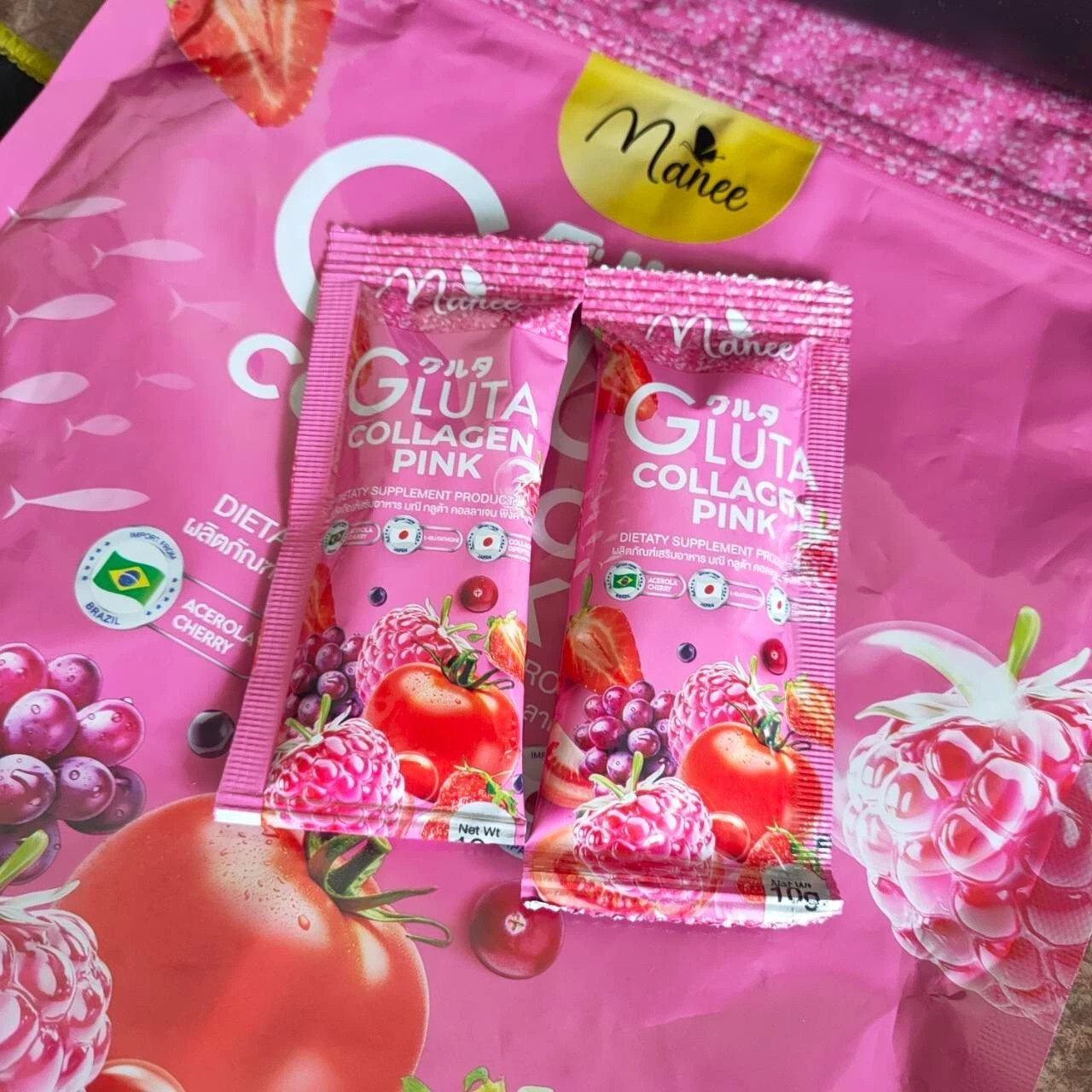 3x Manee Gluta Collagen Pink Anti-Aging Skin Brightening Glow Supplement
