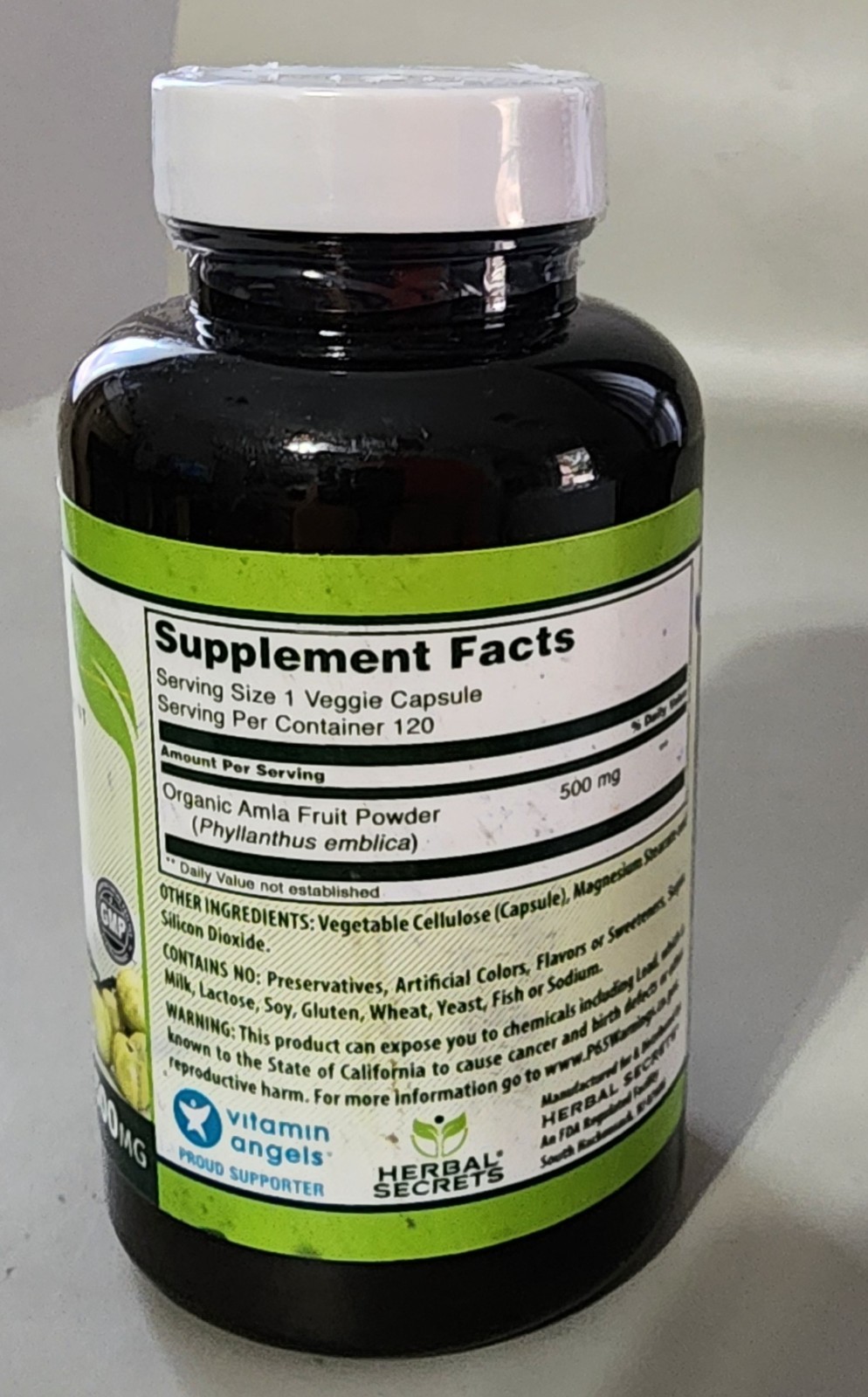 Herbal Secrets Amla 500 Mg 120 Veggie Capsules Supplement exp 9/2027
