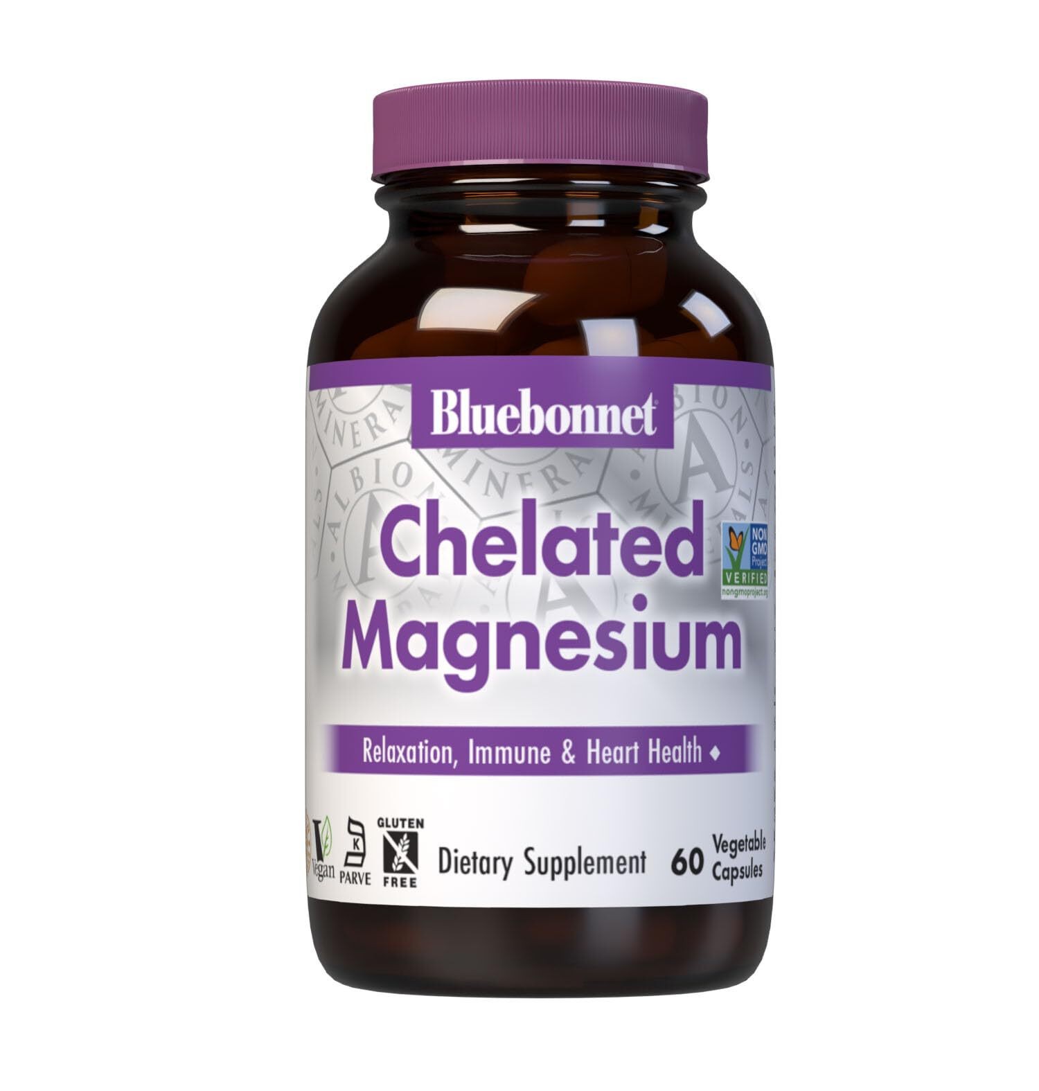 4/27 Bluebonnet Nutrition Albion Chelated Magnesium Vegetable Capsule, 200 mg, S