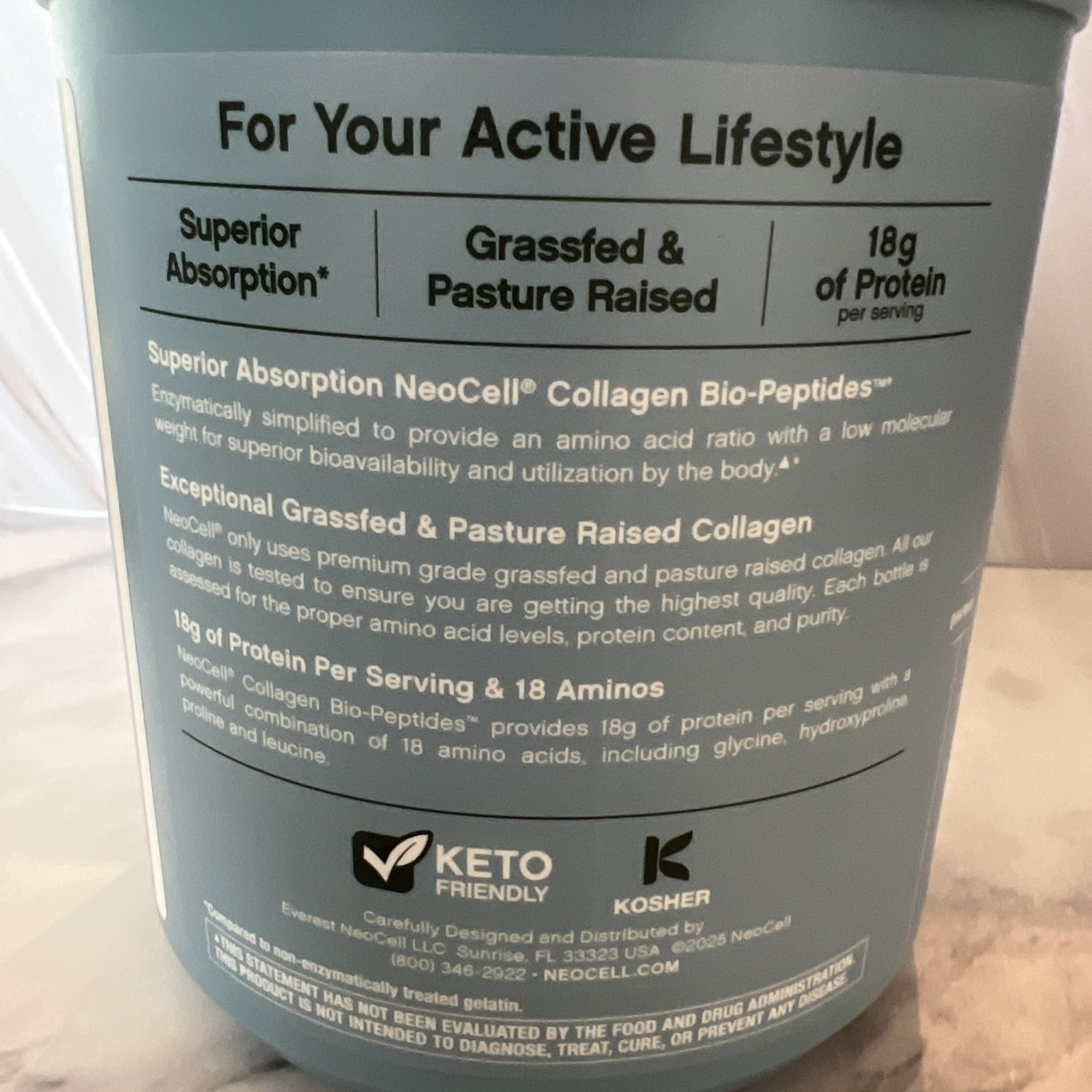 NeoCell Collagen Bio-Peptides Powder 20oz – Grassfed Protein Supplement – Advanc