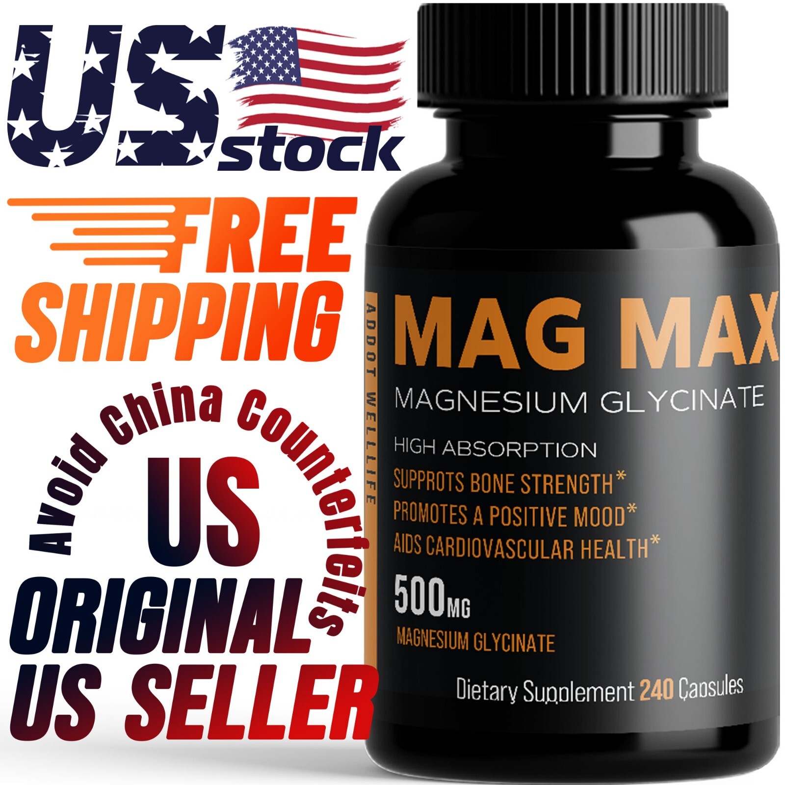 Magnesium Glycinate 500mg – 240 Capsules | 8-Month Supply | High Absorption