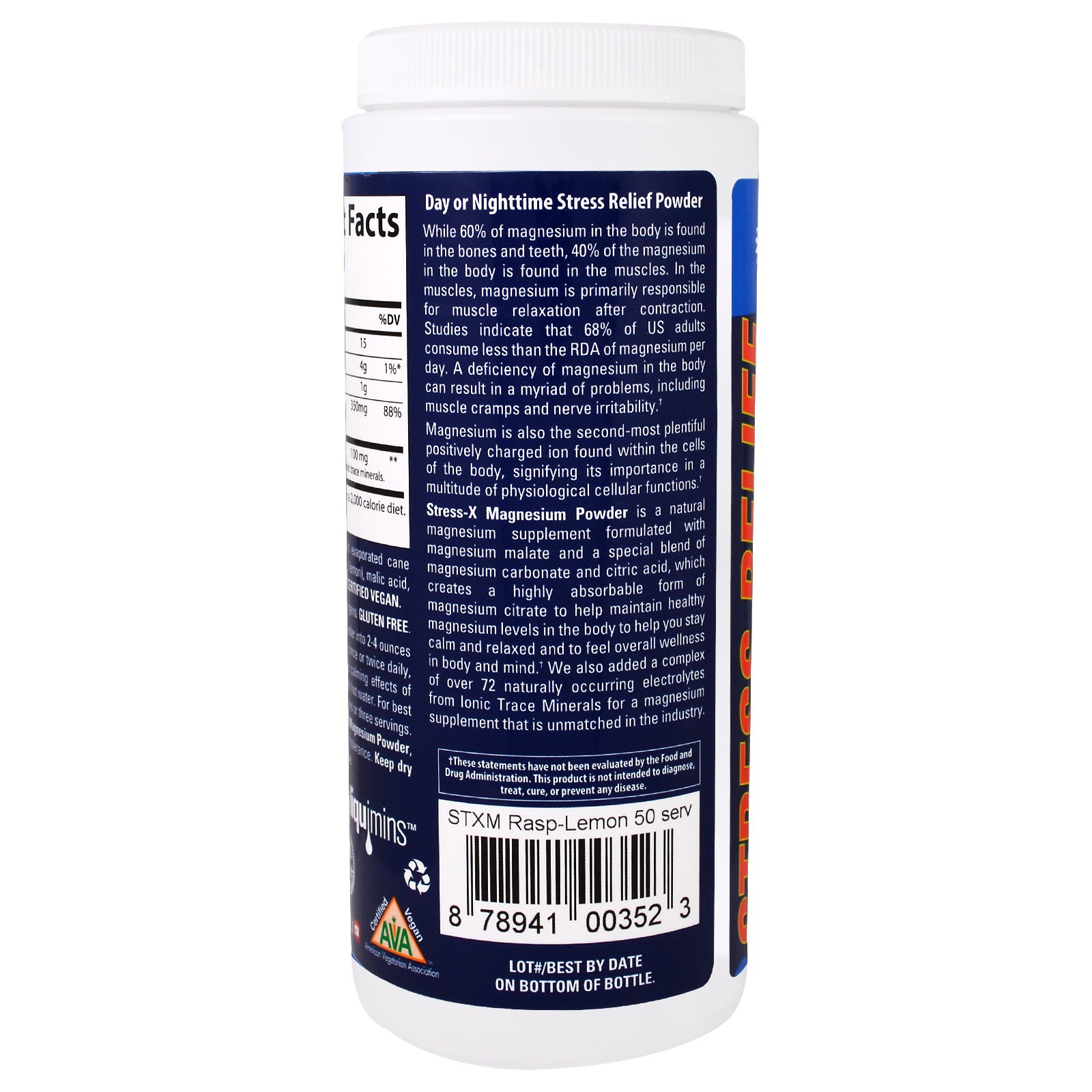 Stress-X, Magnesium Powder, Raspberry Lemon, 350 mg , 8.5 oz (240 g)
