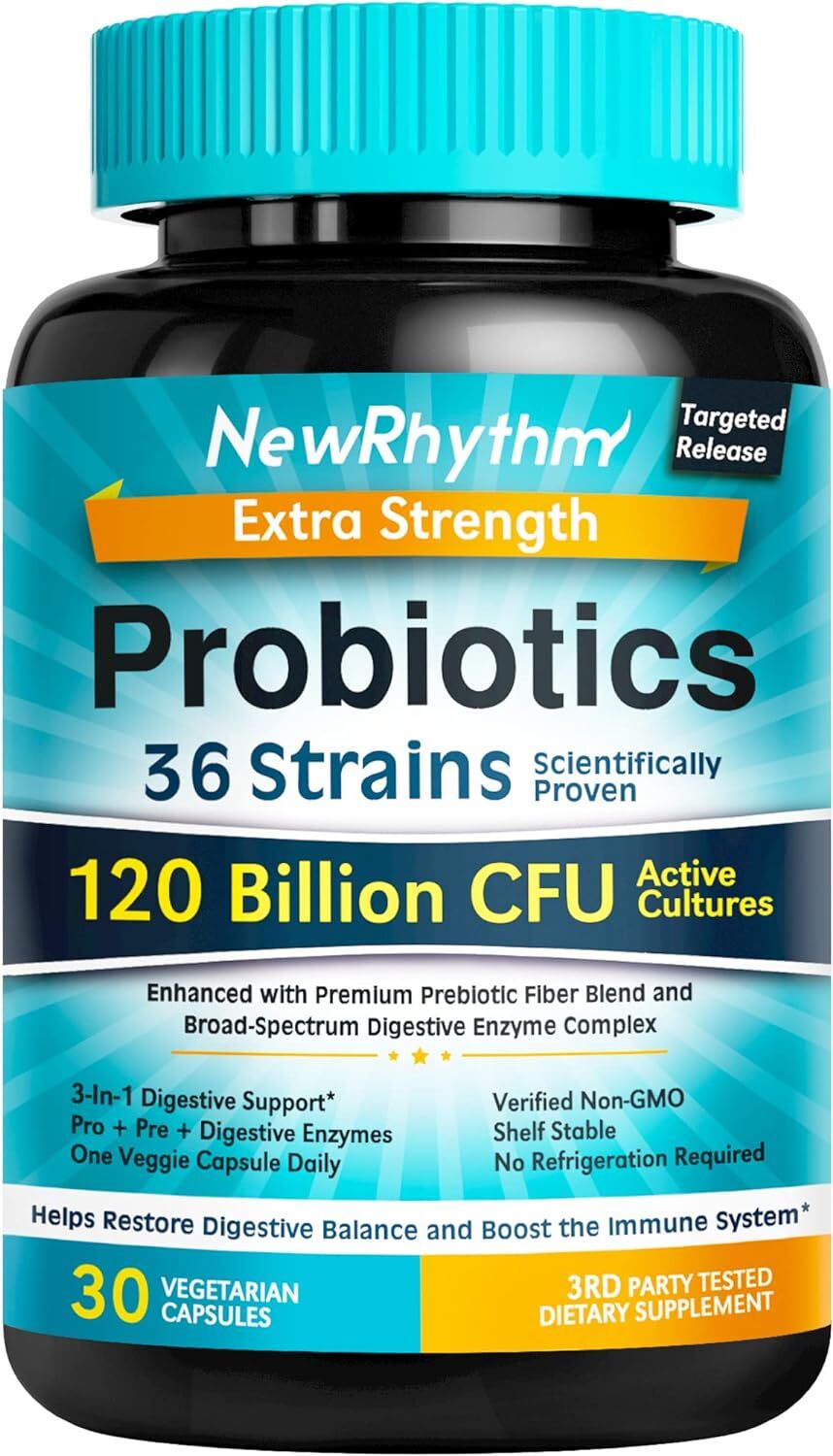 Newrhythm Extra Strength Probiotic 120 Billion Cfu With Prebiotics 30 Count
