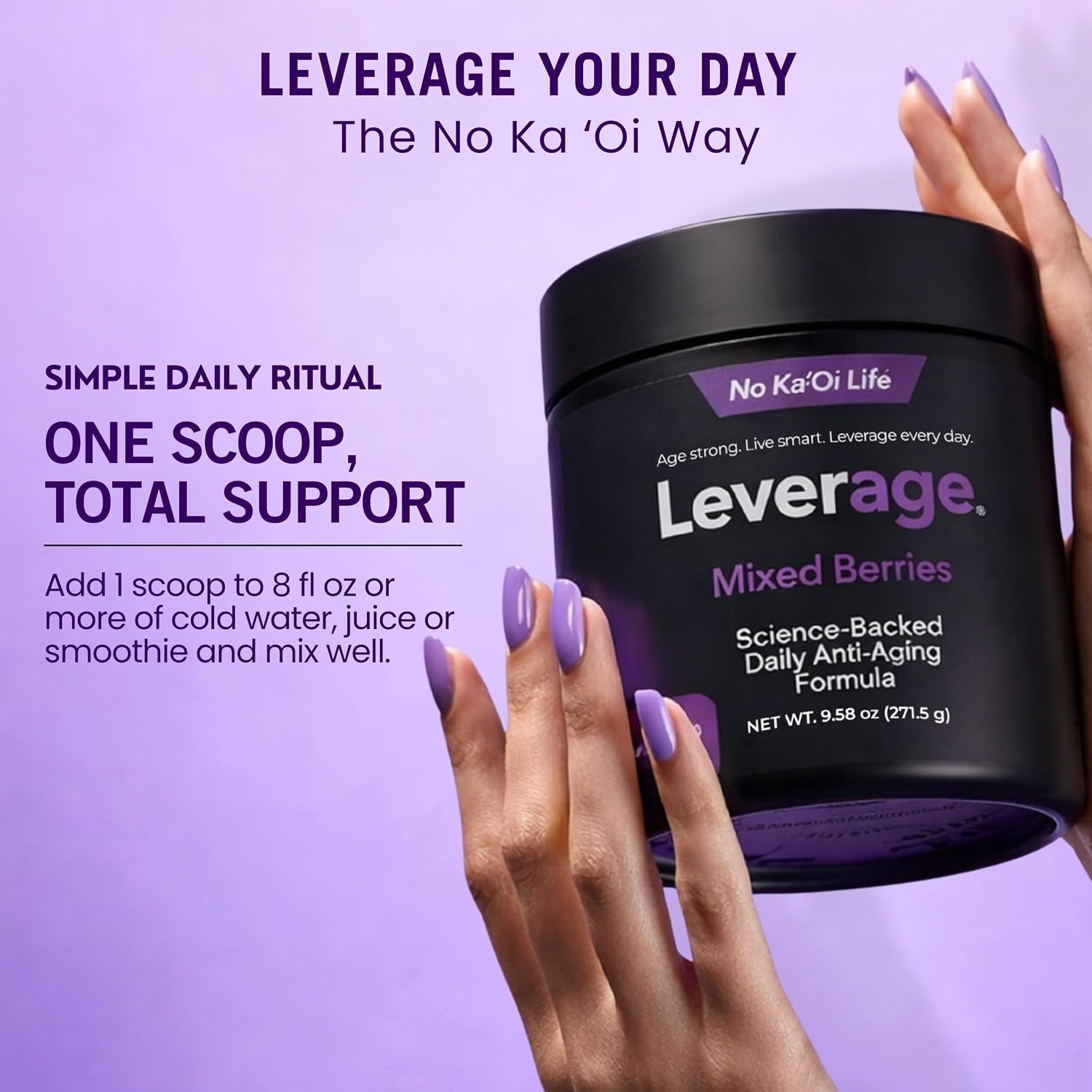 Leverage Anti-Aging Supplement with NMN for NAD+, Biotin & Hyaluronic Acid -3 Pk
