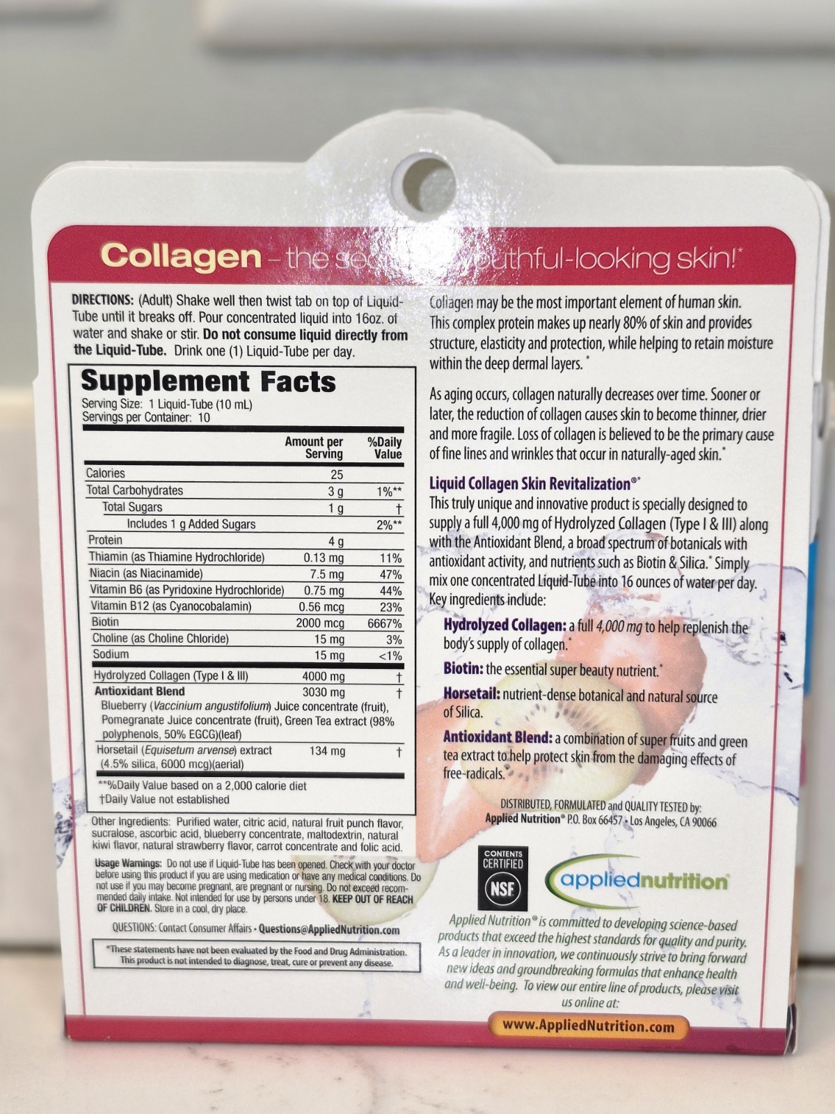 Applied Nutrition Liquid Collagen Skin Revitalization (10Count Total) EX:02/27