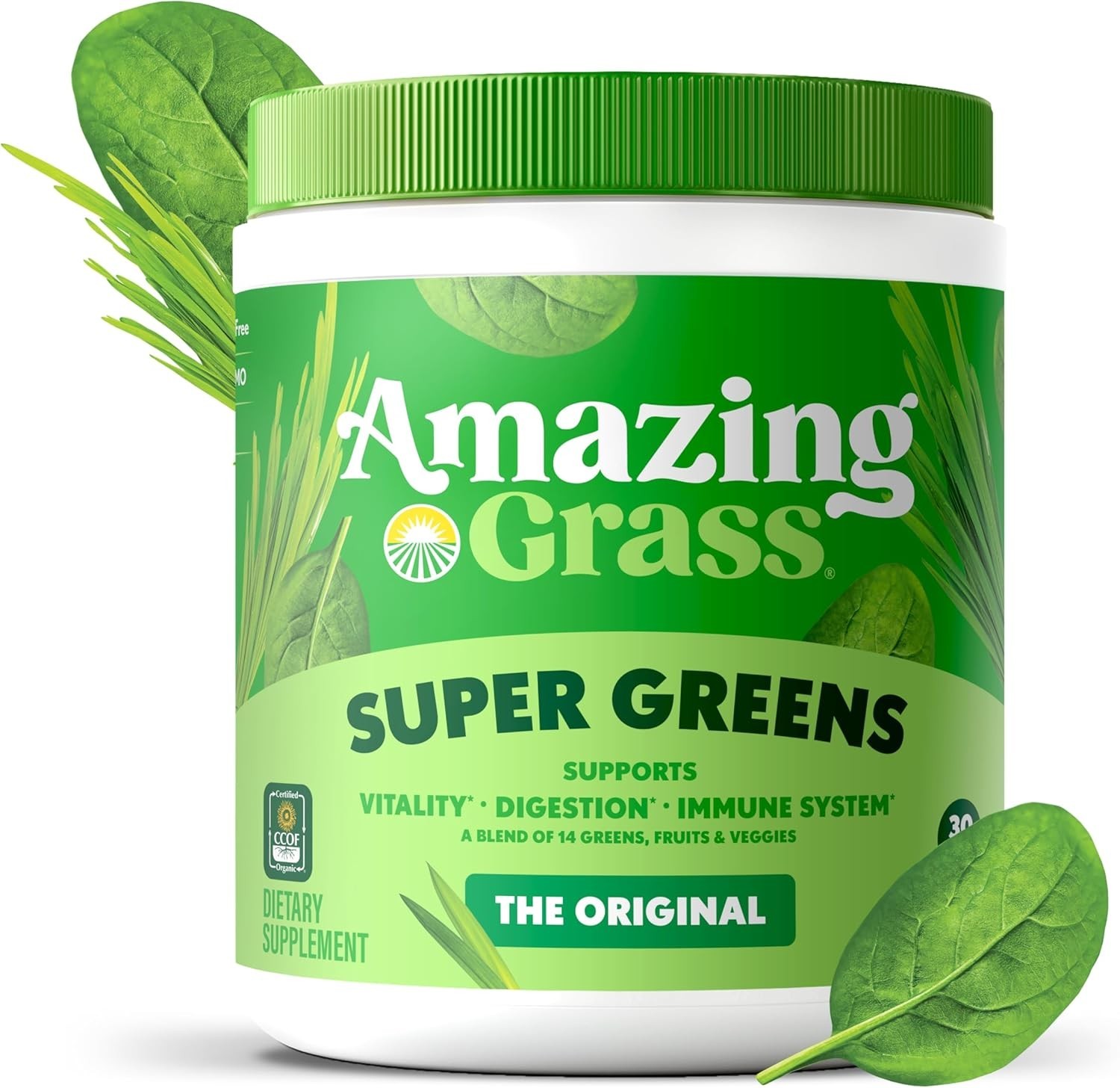 Amazing Grass Super Greens Superfood Powder, Organic, 30 Servings, Value Size