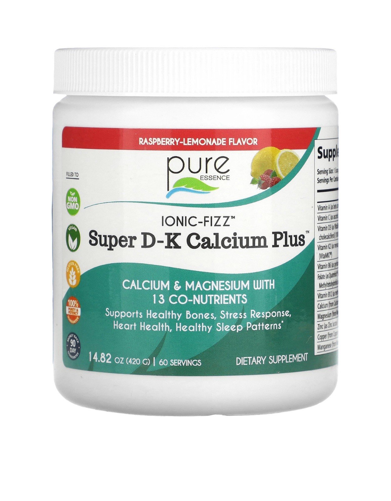 Ionic-Fizz, Super D-K Calcium Plus, Raspberry Lemonade, 14.82 oz (420 g)