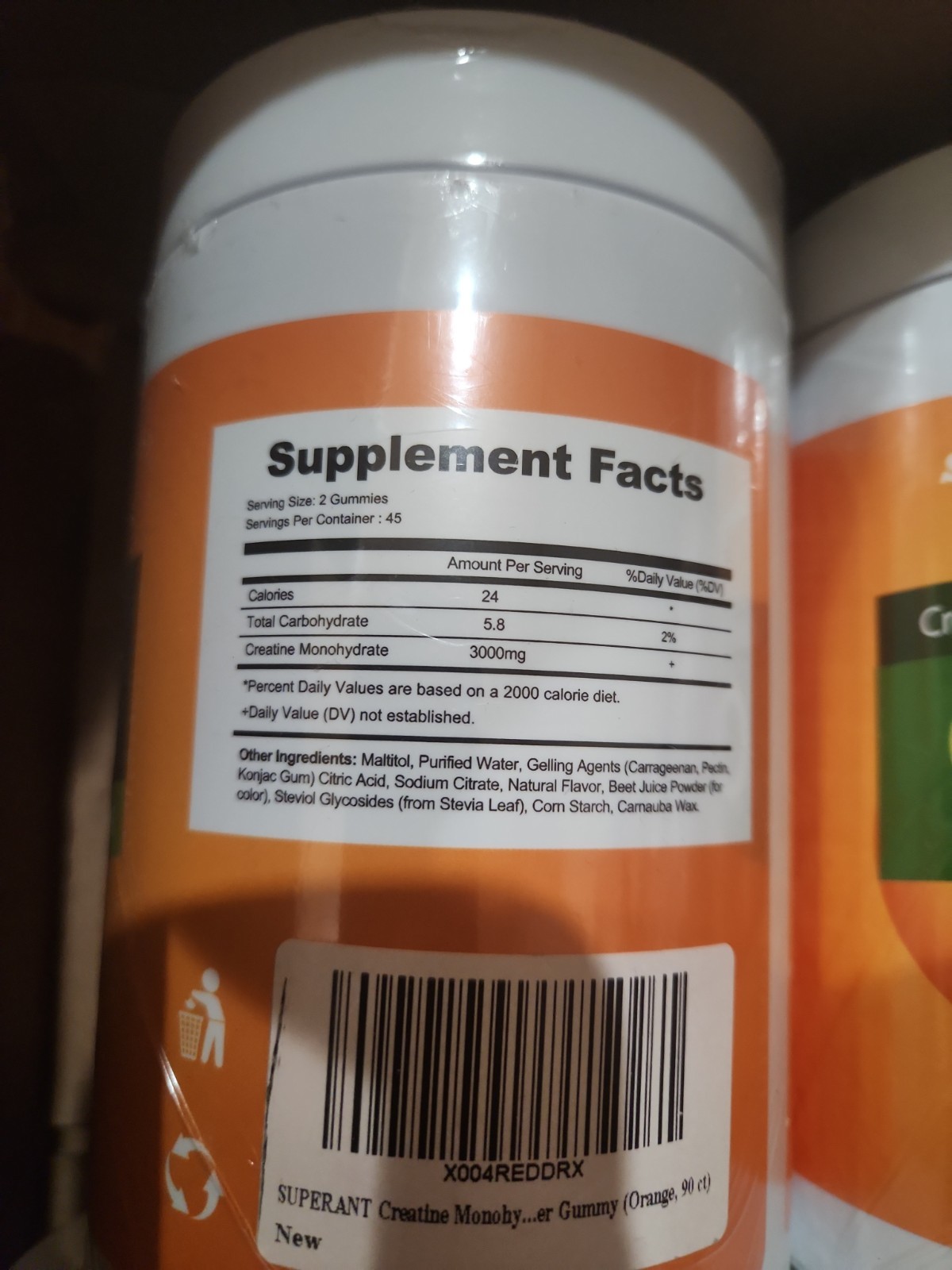 6 Pack SUPERANT Creatine Monohydrate Gummies 90ct 1.5g Vegan Non-GMO Orange New