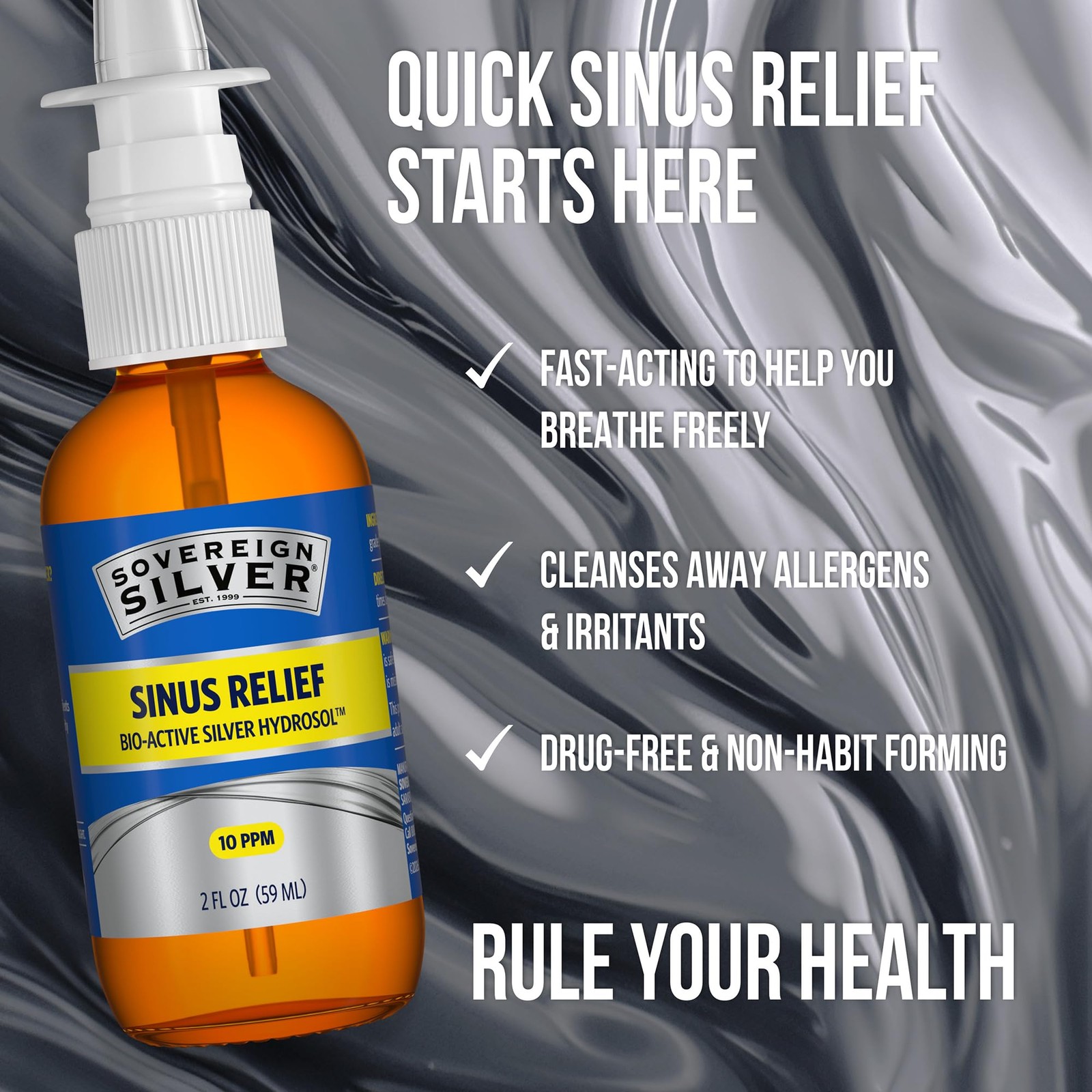 Sovereign Silver Sinus Relief Nasal Spray, 2 fl oz (59 mL) 2 Fl Oz (Pack of 1)