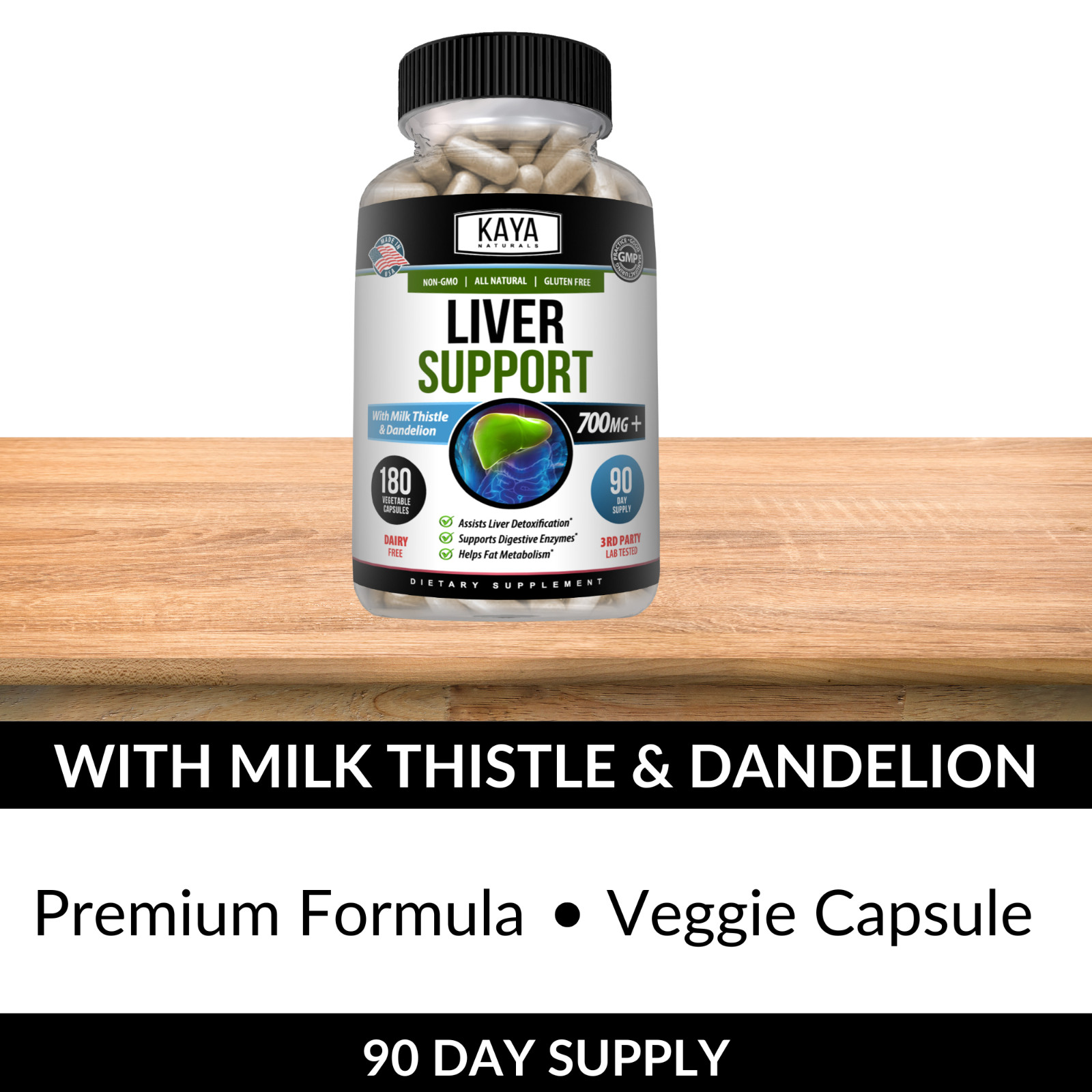 Liver Support 180ct Cleanse Detox Repair Health Milk Thistle Dandelion Root Zinc