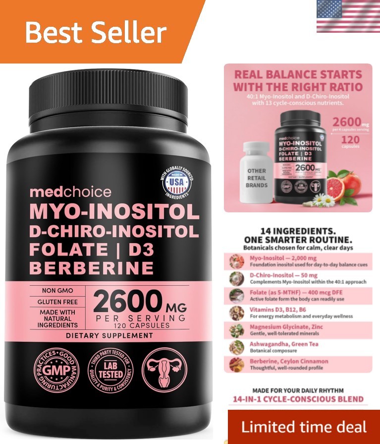 14-in-1 Women’s Inositol Complex Supplement – 40:1 Myo & D-Chiro Inositol wit…