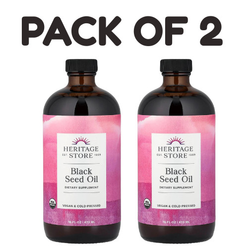 Heritage Store Black Seed Oil – Organic – 16 fl oz (480 ml) – Pack of 2