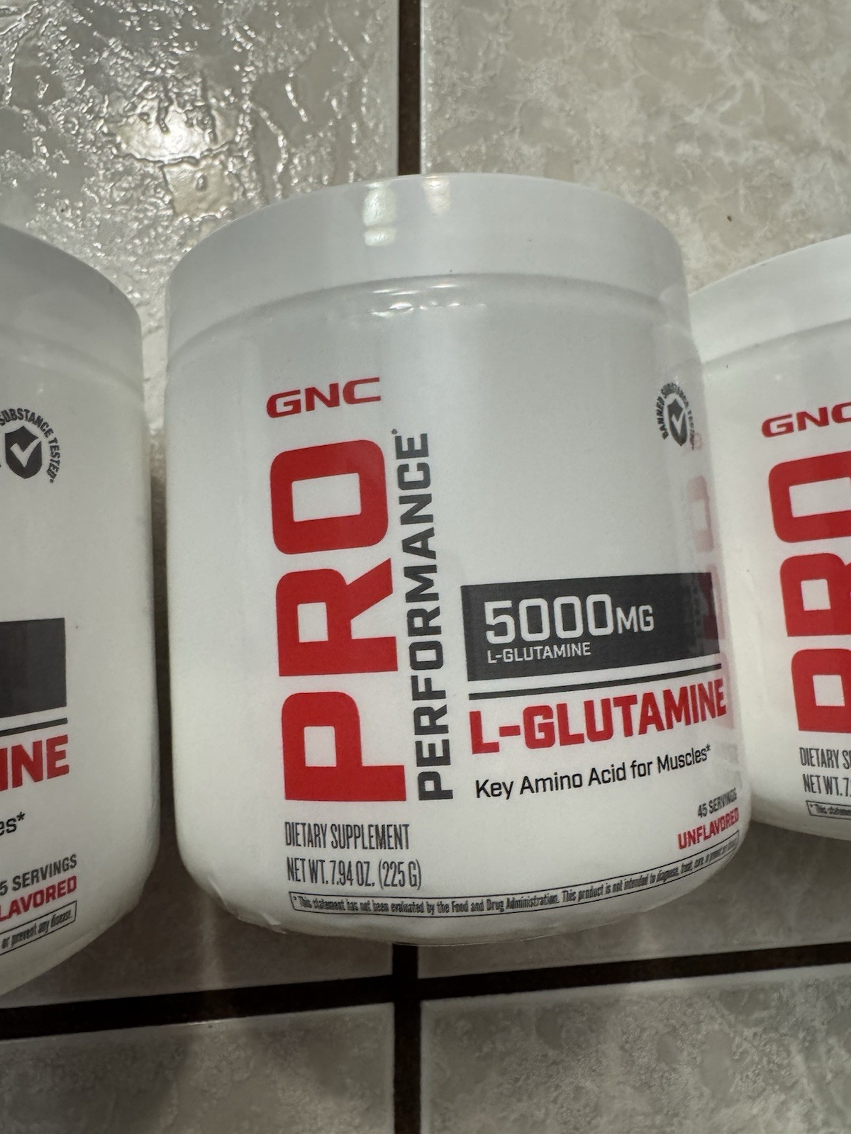 Lot Of 3 GNC Pro Performance L-Glutamine 5000mg 45 Servings Each Canister