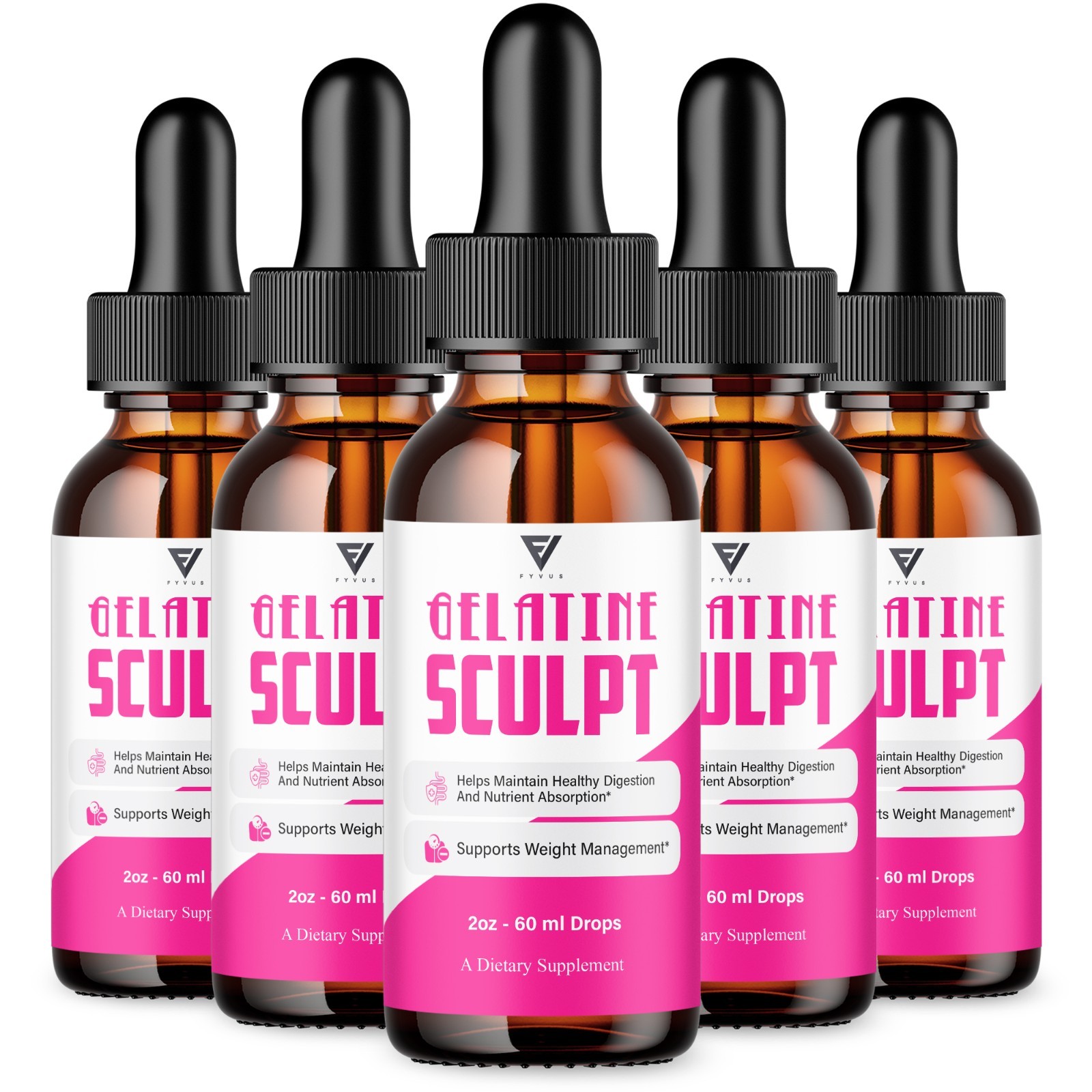 (5 Pack) Gelatine Sculpt Weight Management Support, GelatineSculpt Drops (10oz)