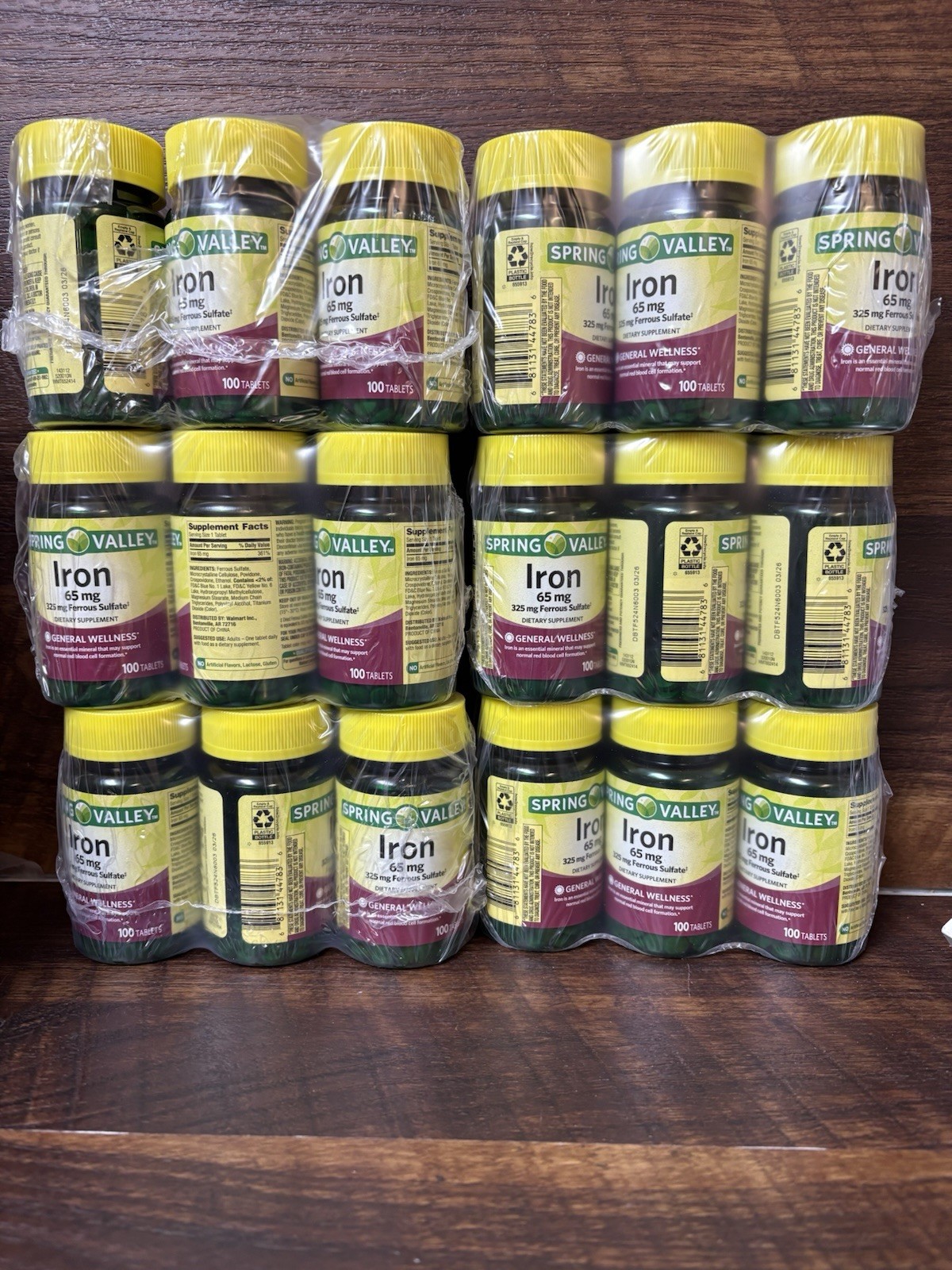 Spring Valley Iron 65MG / 325mg Ferrous Sulfate 100 Tablets Exp 03/26 New Lot 18