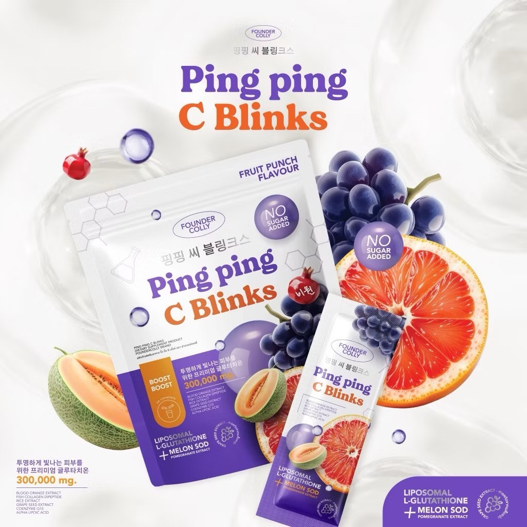 Ping Ping C Blinks Founder Colly Gluta Fruit Punch Flavor 30 Sachets