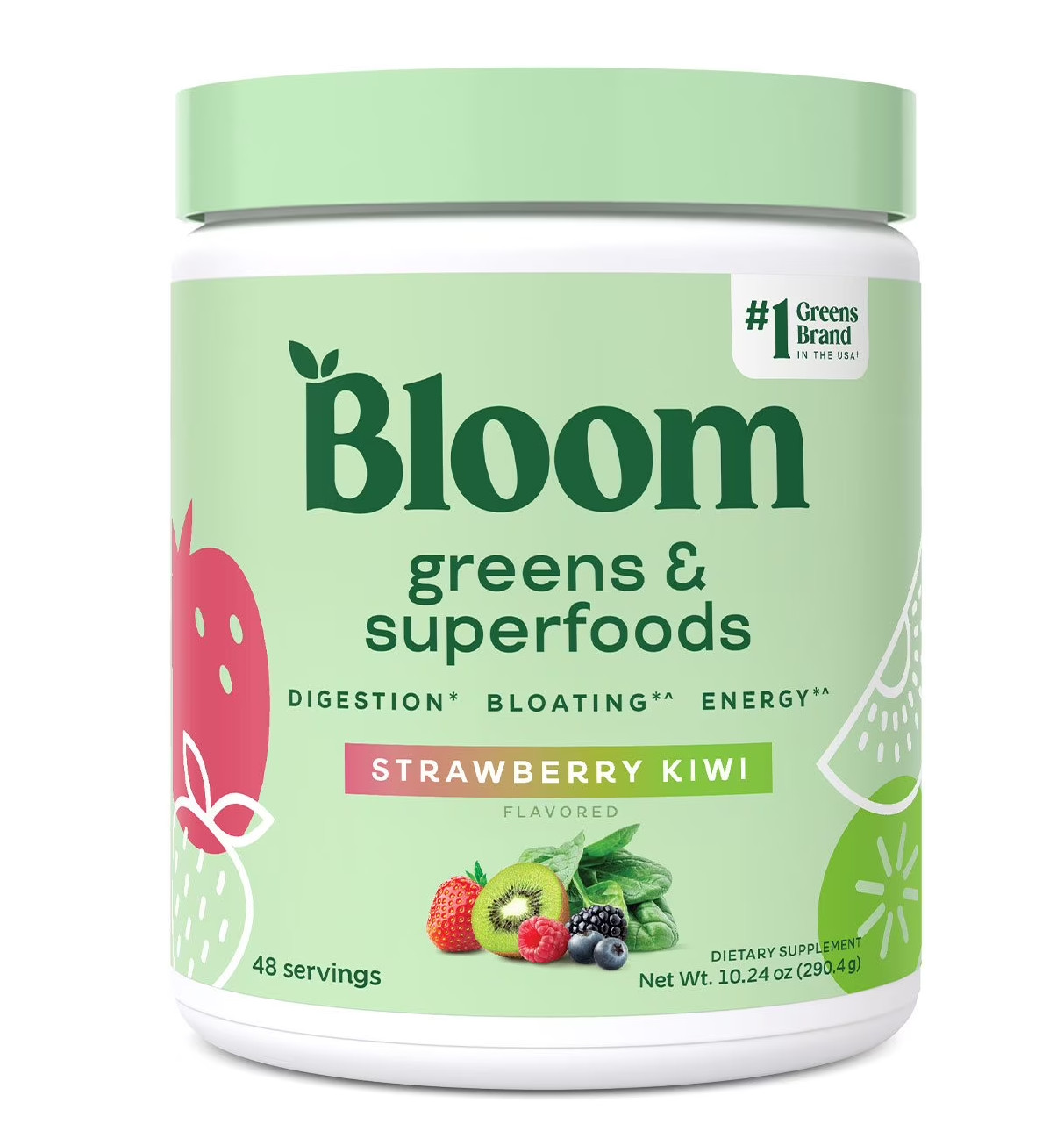 2 Bloom 10.24oz Nutrition Greens & Superfoods Powder, Strawberry Kiwi Ex 08/2026
