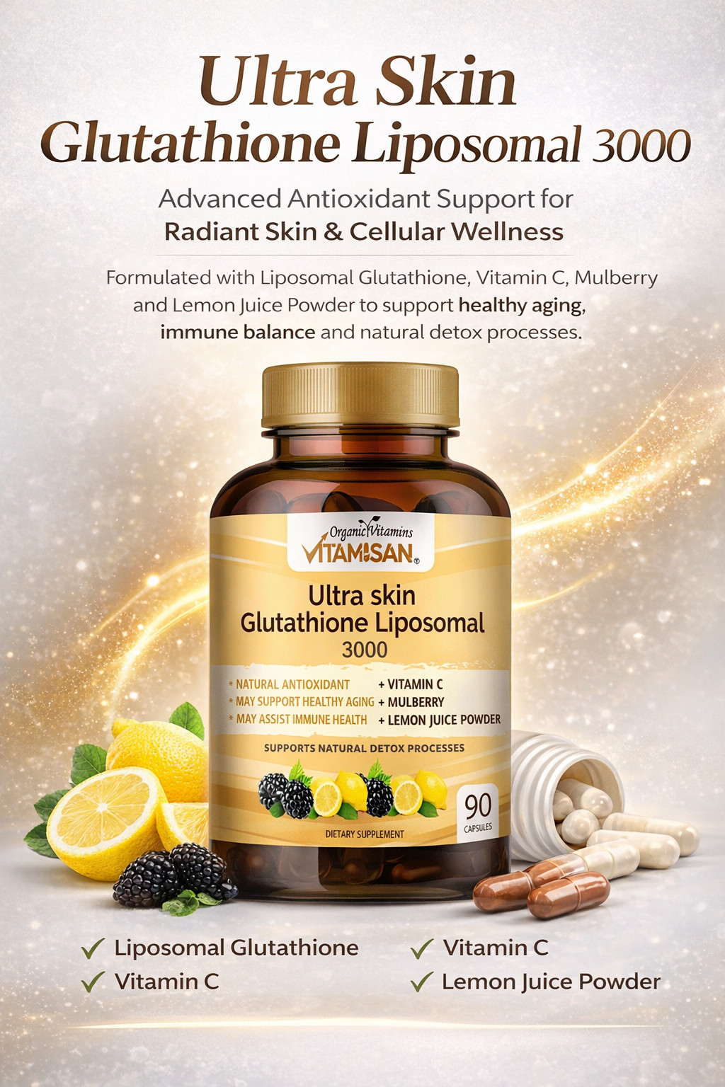 Liposomal Glutathione 3000mg High Absorption Antioxidant + Vitamin C 90 Caps
