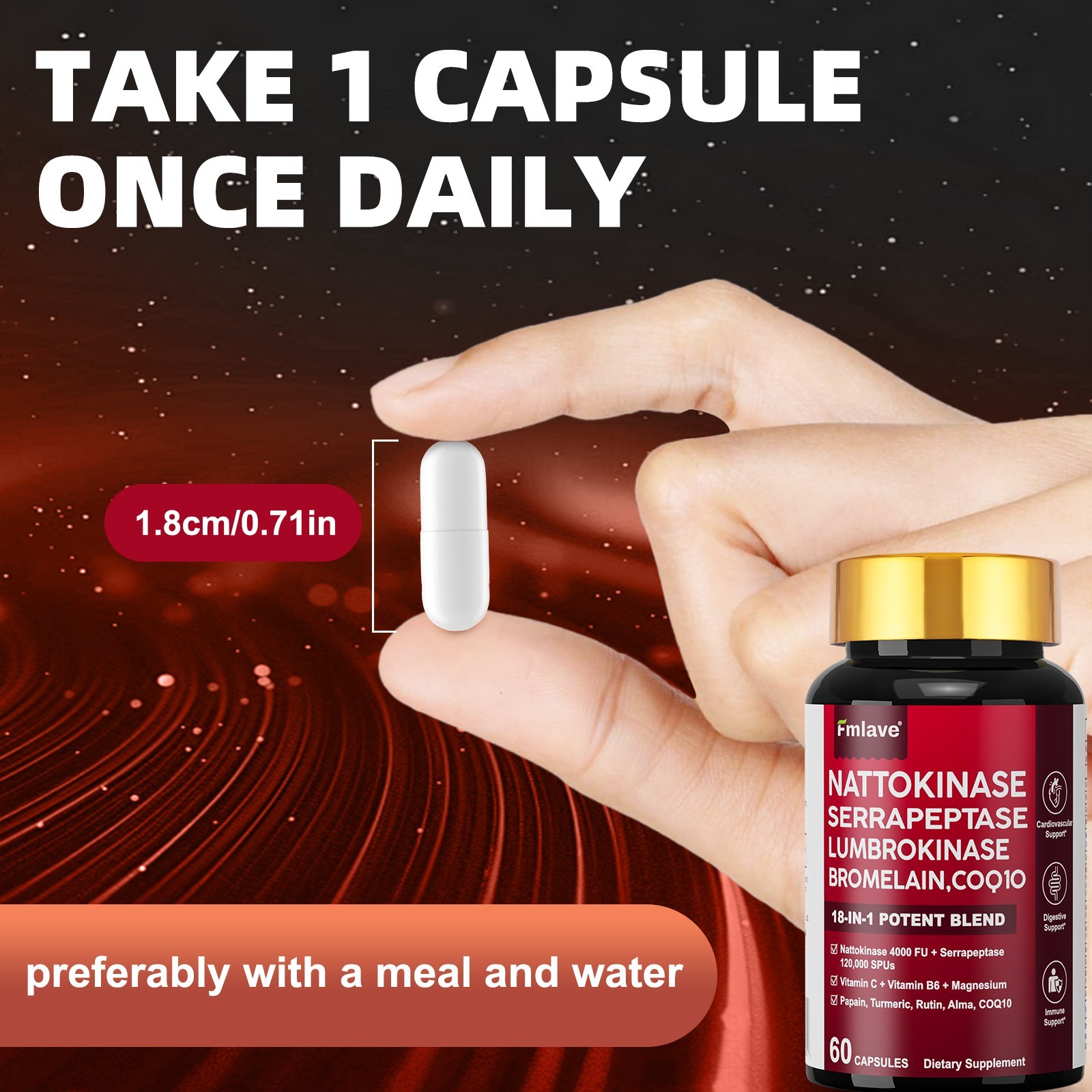 5 pack Nattokinase 4,000 FU – Heart & Cardiovascular Health, Circulatory Support