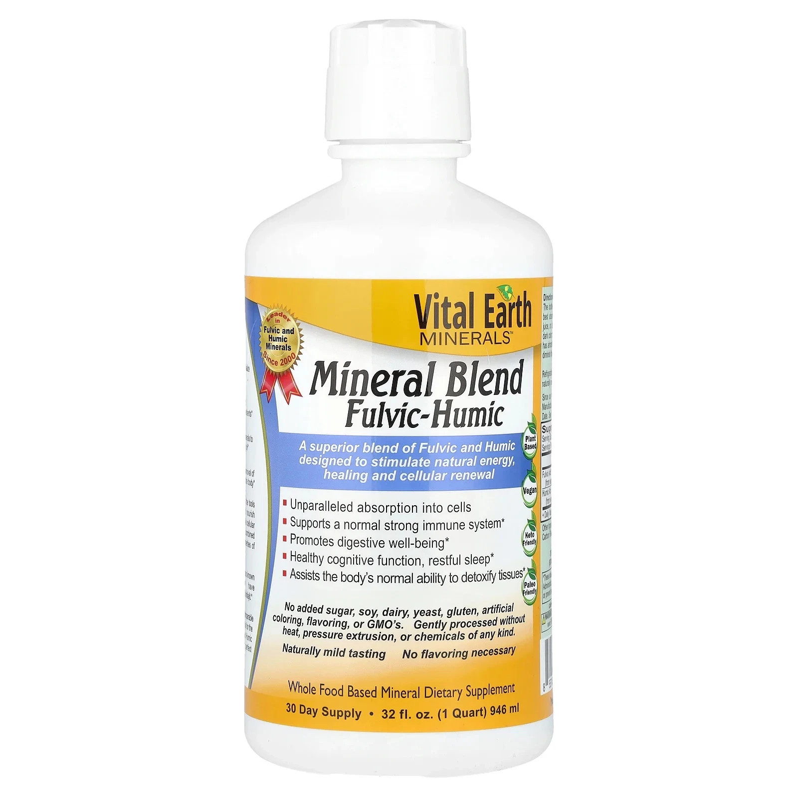 Vital Earth Minerals Mineral Blend Fulvic-Humic 32 fl oz 946 ml Gluten-Free,