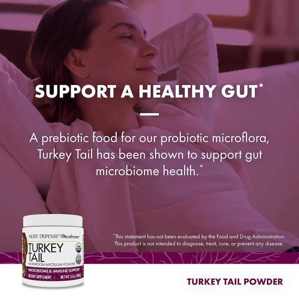 Host Defense Turkey Tail Powder 100 g Organic Immune Support Fungi Perfecti