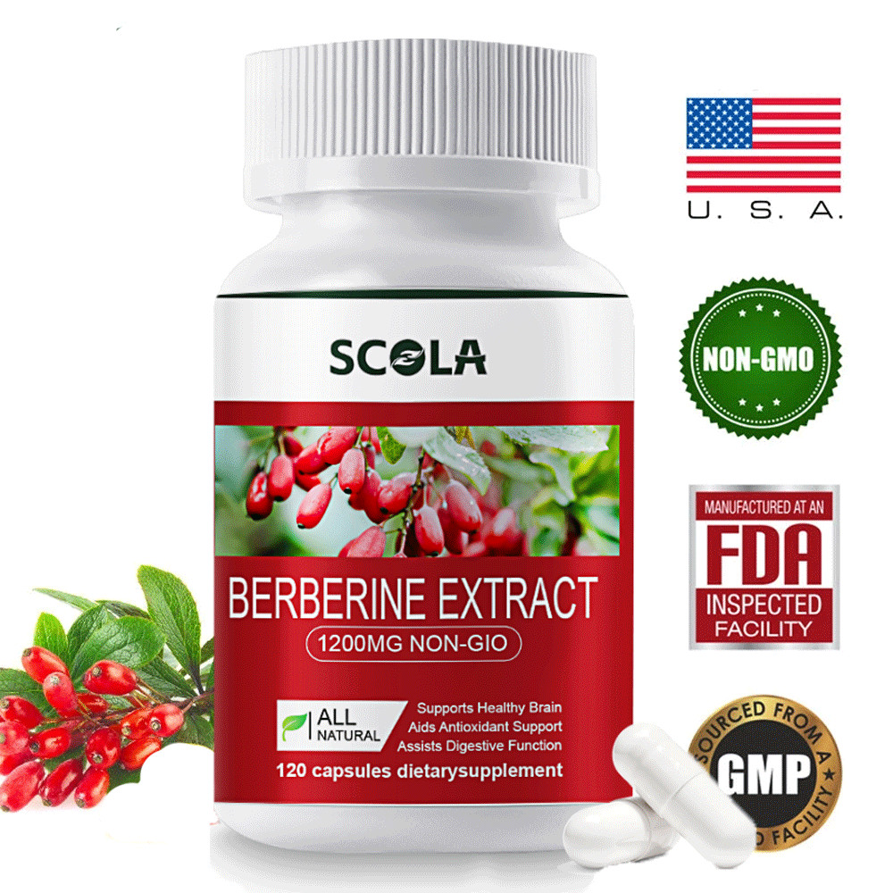 1200mg Berberine HCL Extract 120 Capsules Healthy Cholesterol Anti-inflammatory