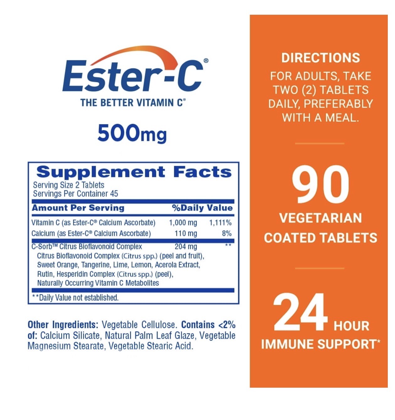 Ester-C 500mg vitamin C 24-hr IMMUNE SUPPORT 90 tablets