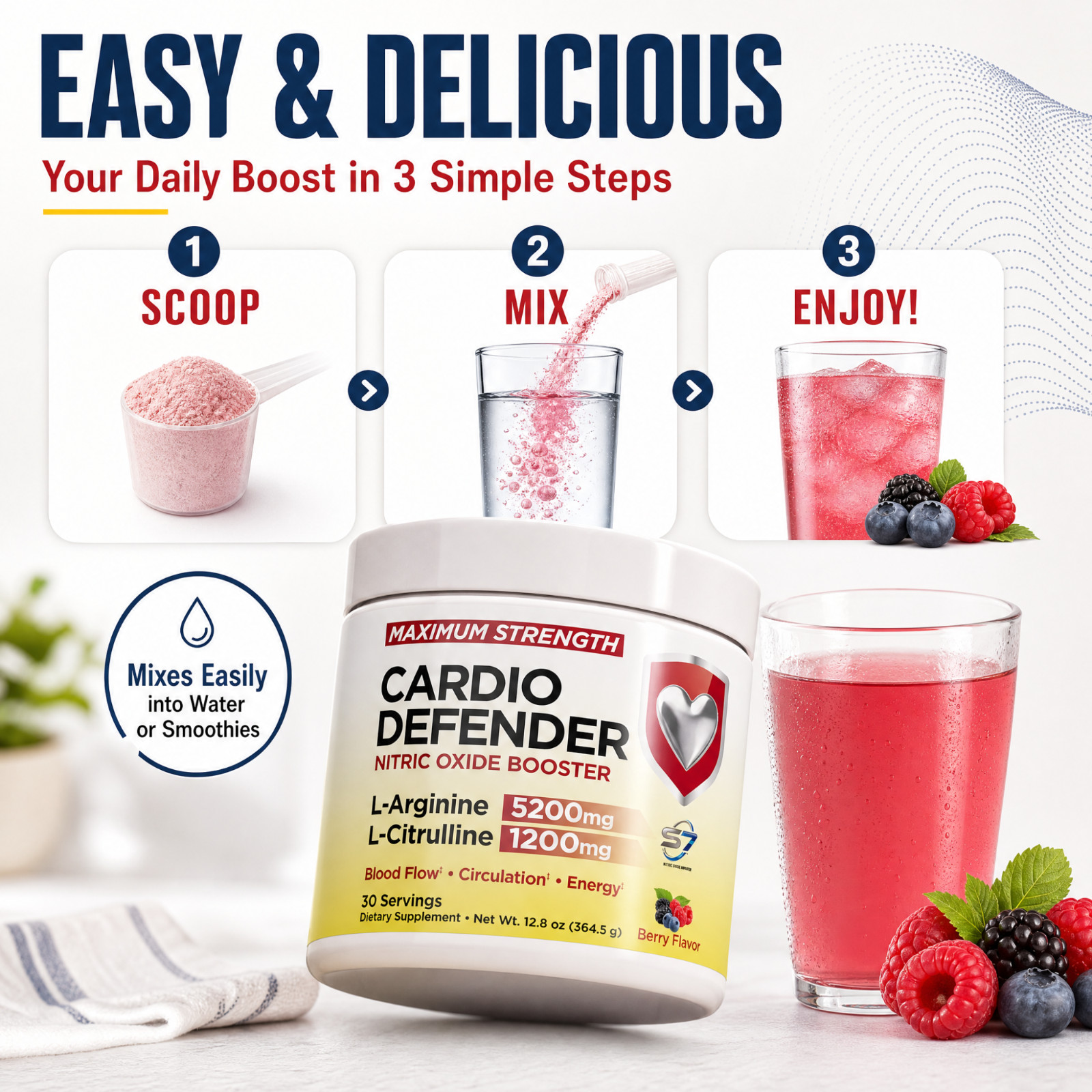 Cardio Defender – L-Arginine Powder Supports Cardio Health, Cholesterol & More